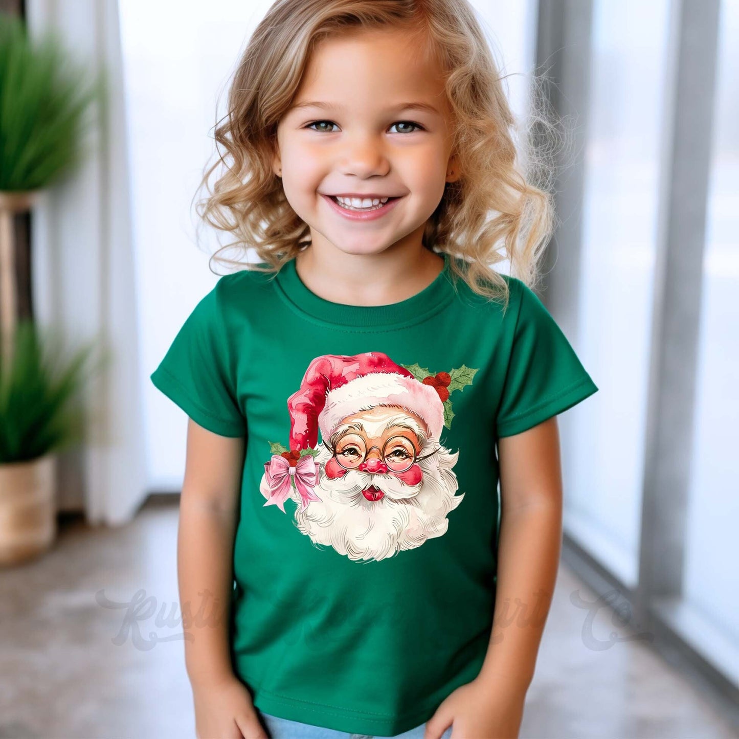 Retro Santa Shirt, Girls Christmas Shirt
