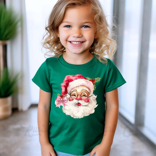 Retro Santa Shirt, Girls Christmas Shirt