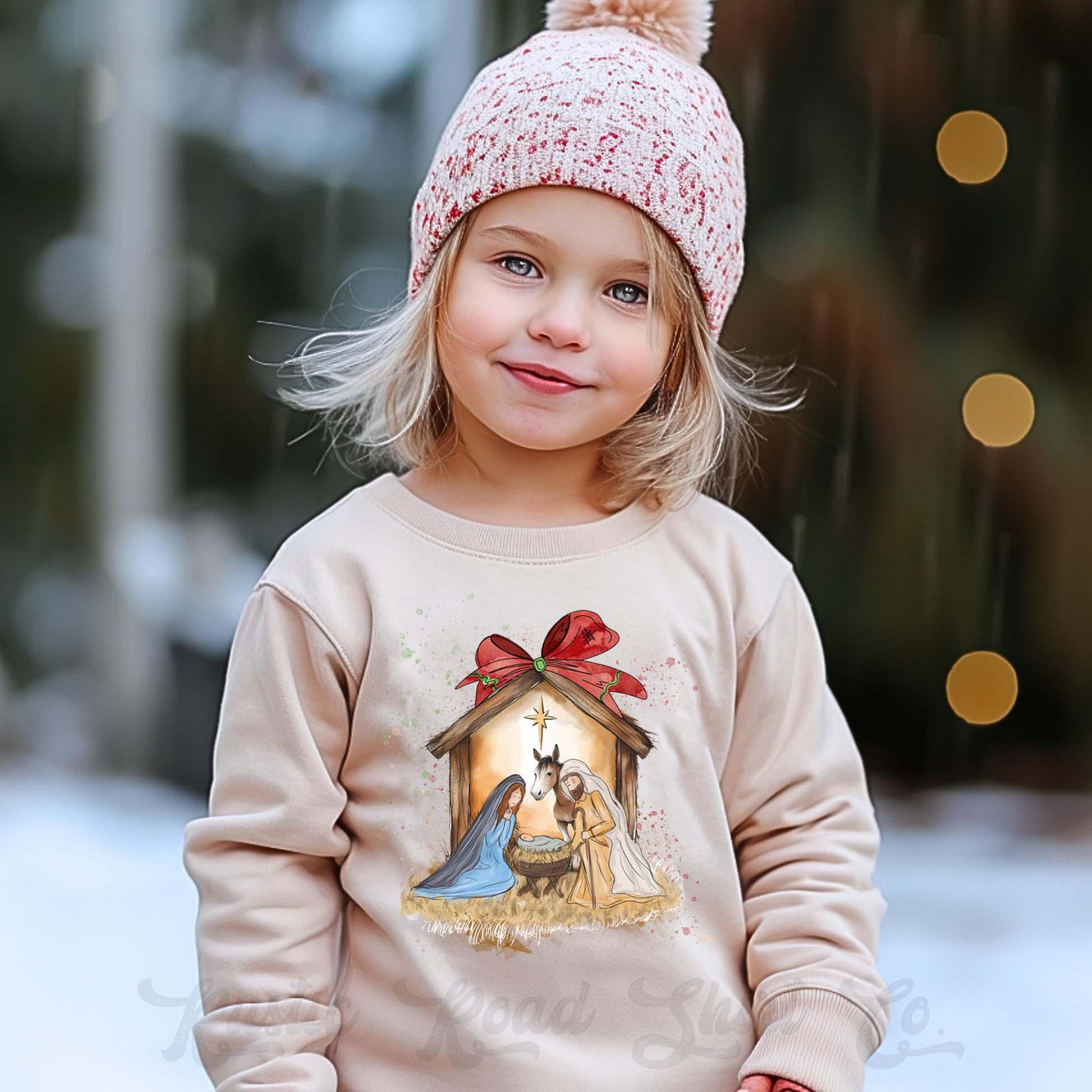 Girls Christmas Sweatshirt, Jesus Christmas Sweatshirt, Kids Matching Sweatshirt, Family Christmas Sweatshirt