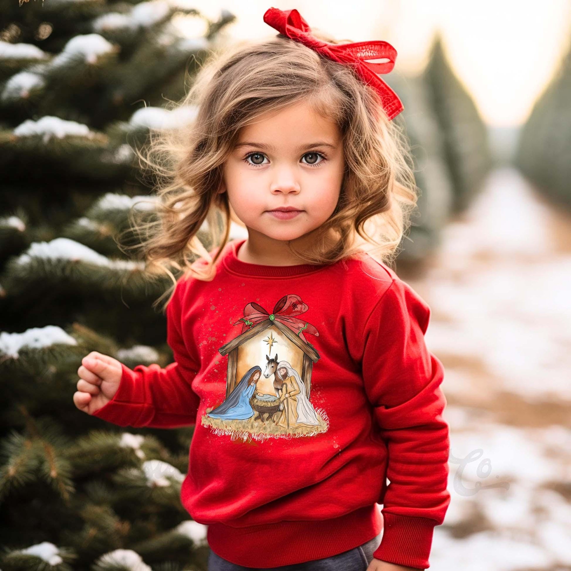 Girls Christmas Sweatshirt, Jesus Christmas Sweatshirt, Kids Matching Sweatshirt, Family Christmas Sweatshirt