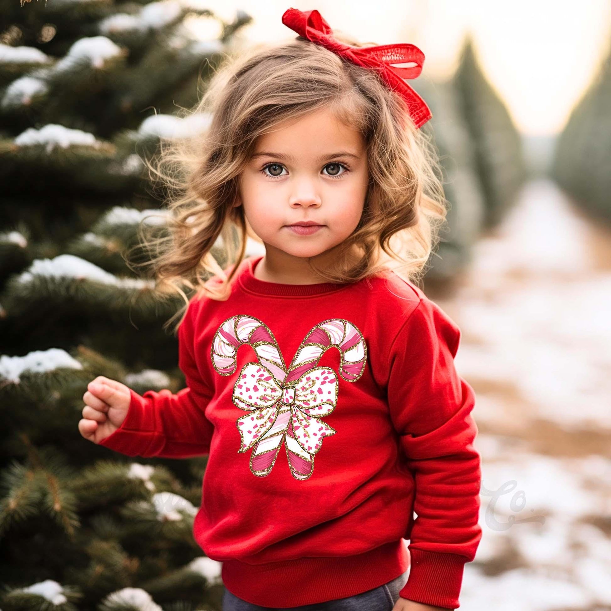 Girls Christmas Sweatshirt, Coquette Christmas Sweatshirt, Kids Matching Sweatshirt, Family Christmas Sweatshirt