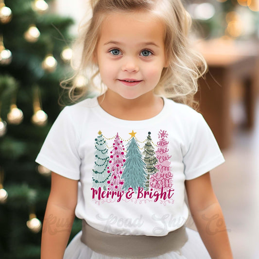 Merry and Bright Shirt, Girls Christmas shirt, Toddler Girl Christmas Shirt, Matching Girls Shirts,