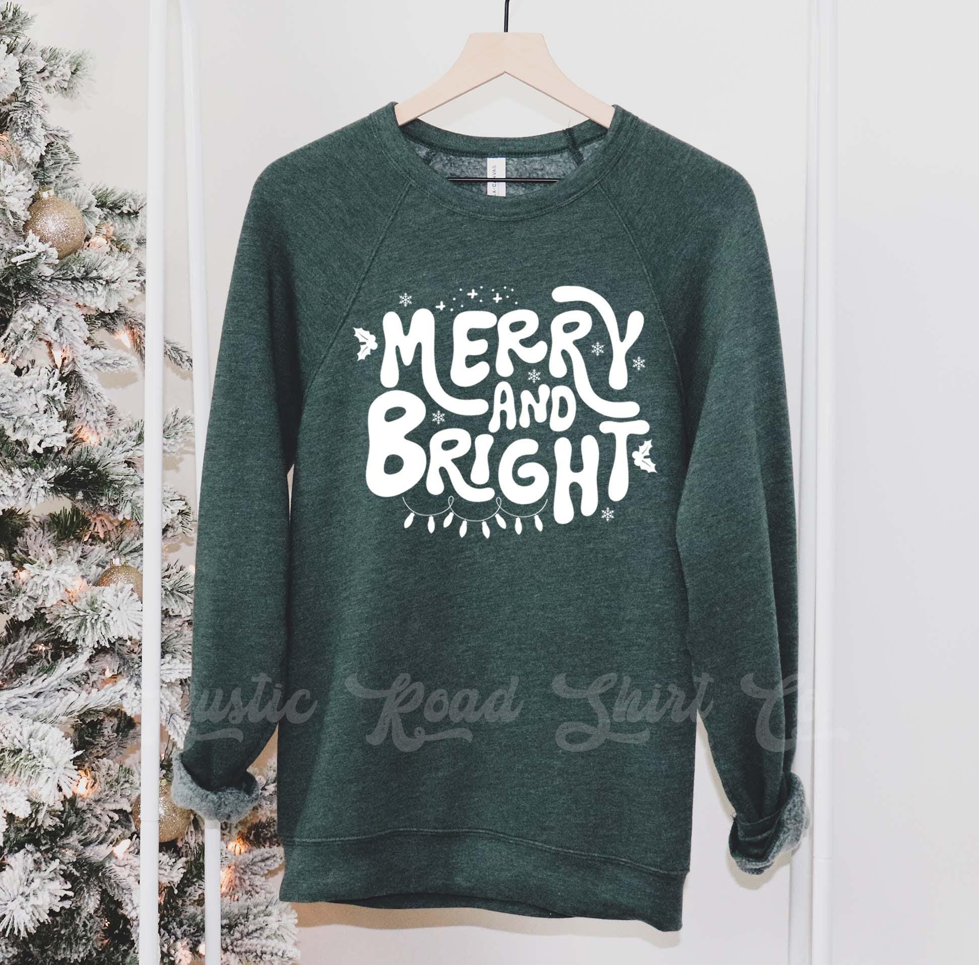 Merry and Bright Sweatshirt, Christmas Sweatshirt, Holiday Sweater, Family Christmas Sweatshirt