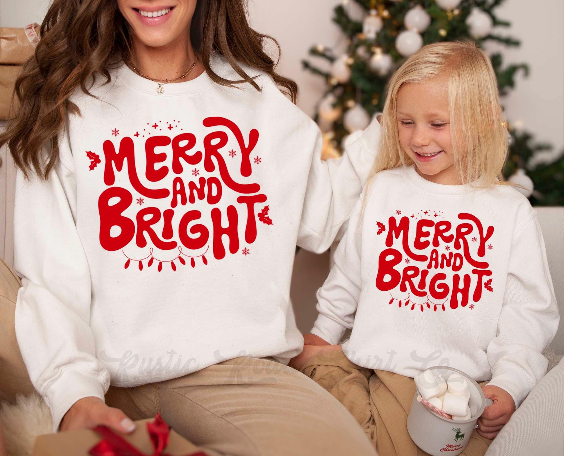 Merry and Bright Sweatshirt, Christmas Sweatshirt, Holiday Sweater, Family Christmas Sweatshirt