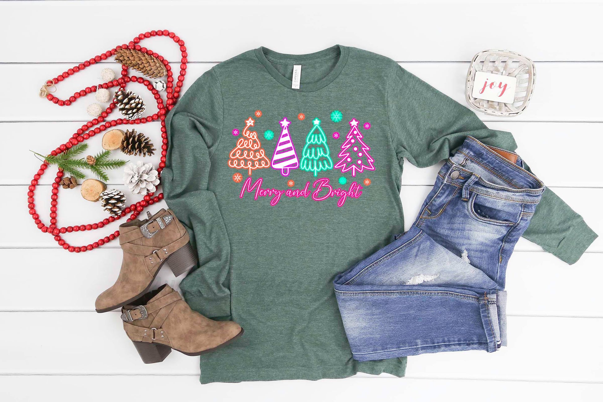Merry and Bright Shirt, Women's Christmas Shirt, Matching Family Christmas Shirts, Holiday Shirts, Christmas Long Sleeve