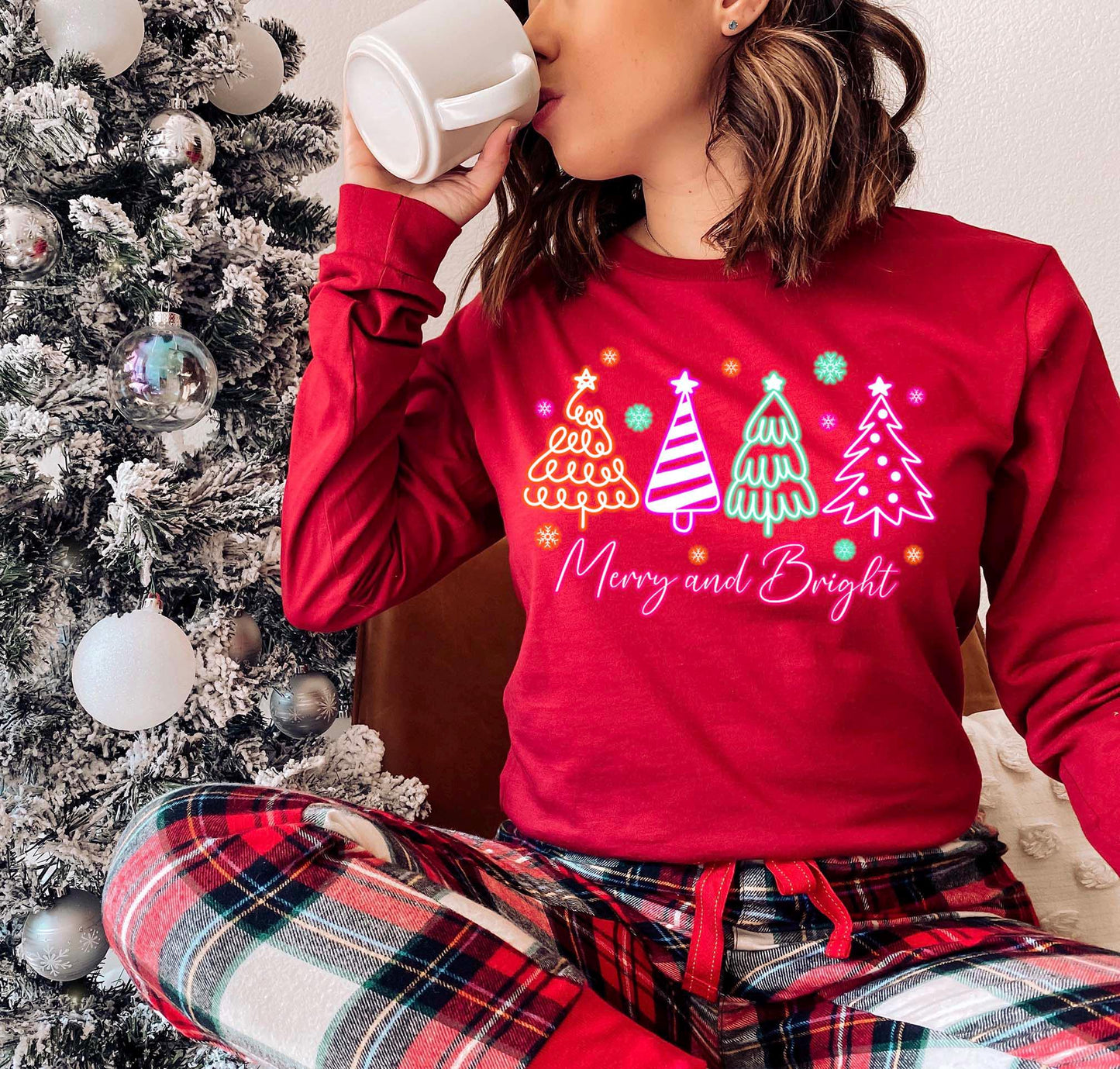 Merry and Bright Shirt, Women's Christmas Shirt, Matching Family Christmas Shirts, Holiday Shirts, Christmas Long Sleeve