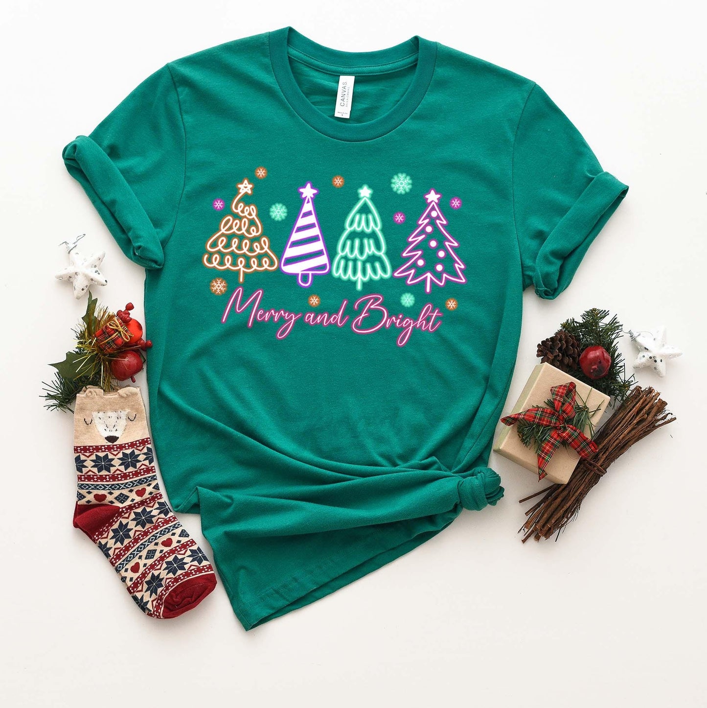 Merry and Bright Shirt, Matching Family Christmas Shirts, Christmas Tee, Holiday Shirt, Women's Christmas,