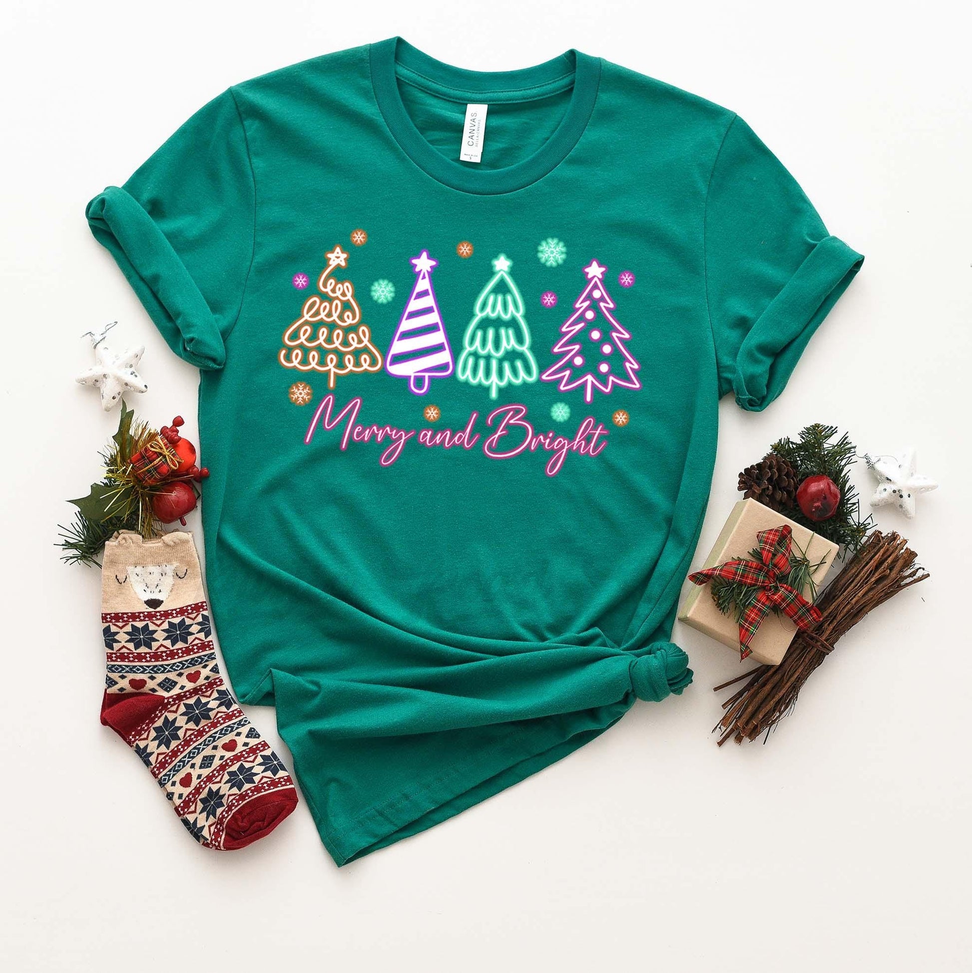 Merry and Bright Shirt, Matching Family Christmas Shirts, Christmas Tee, Holiday Shirt, Women's Christmas,