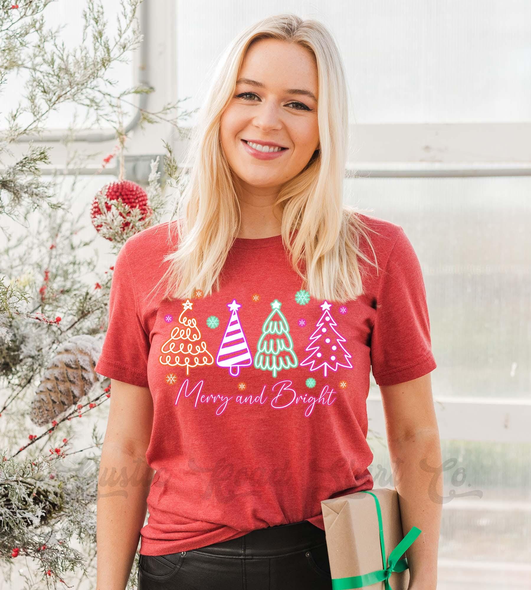 Merry and Bright Shirt, Matching Family Christmas Shirts, Christmas Tee, Holiday Shirt, Women's Christmas,