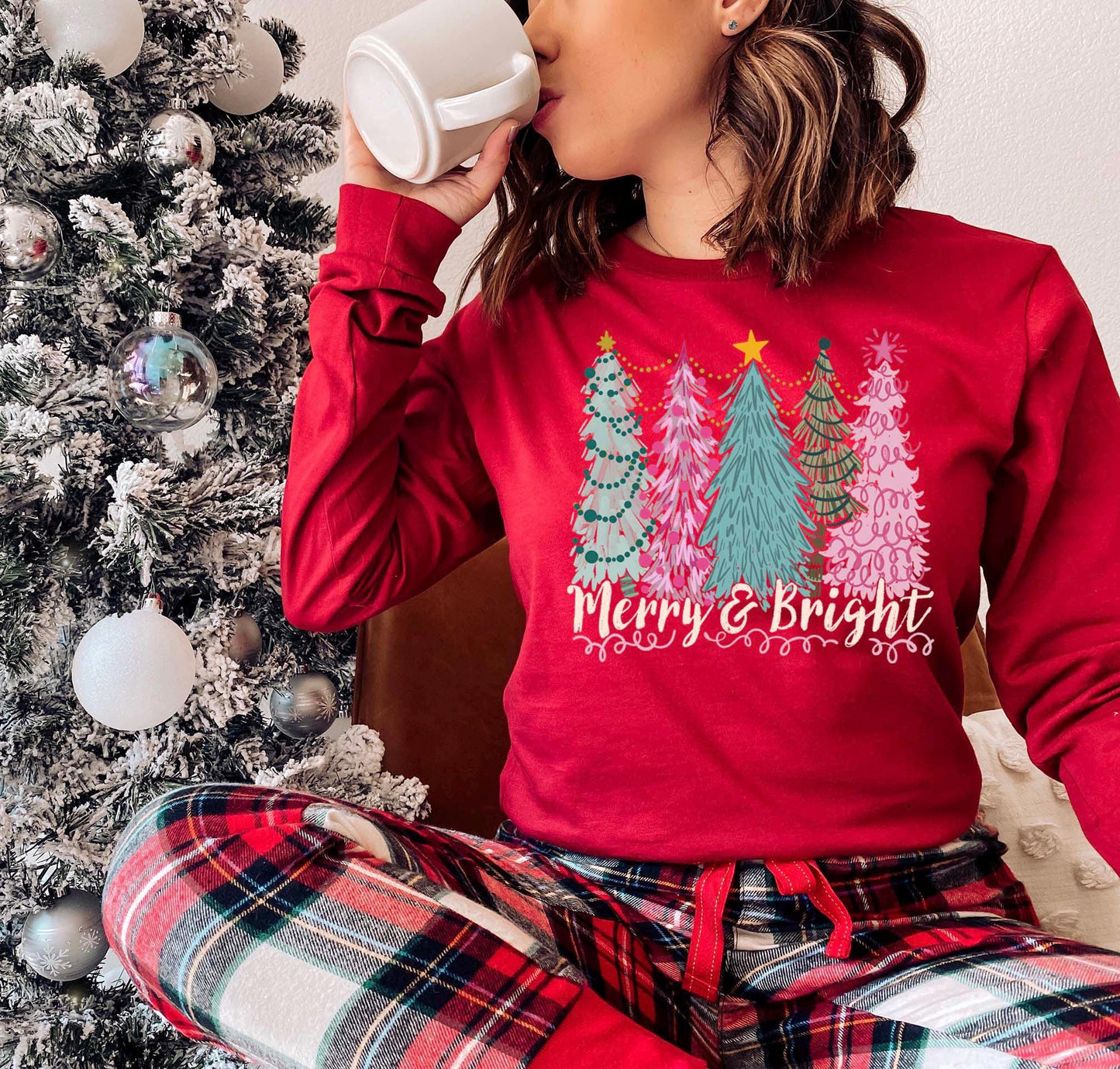 Merry and Bright Shirt, Women's Christmas Shirt, Matching Family Christmas Shirts, Holiday Shirts, Christmas Long Sleeve