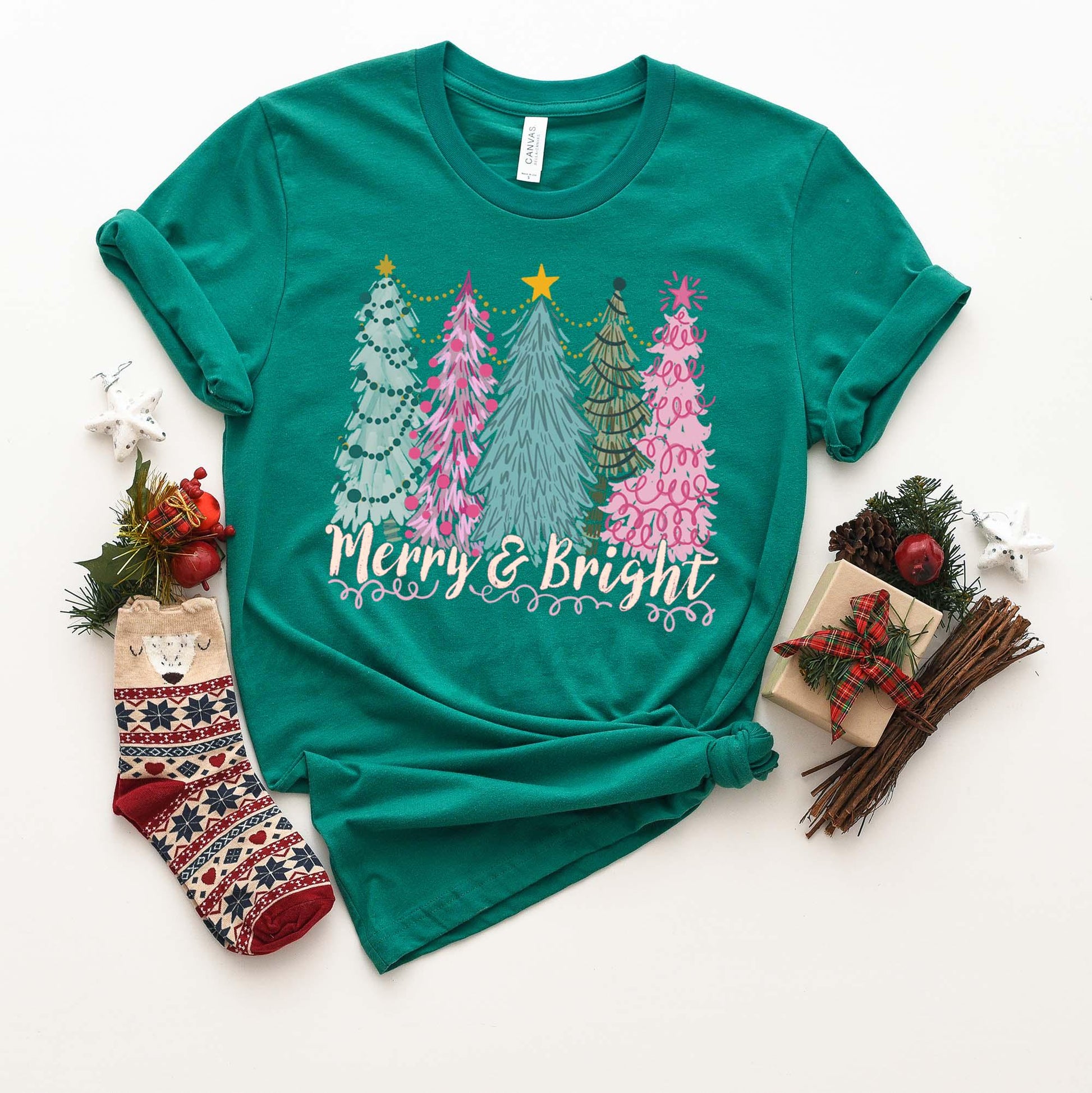 Merry and Bright Shirt, Matching Family Christmas Shirts, Christmas Tee, Holiday Shirt, Women's Christmas,