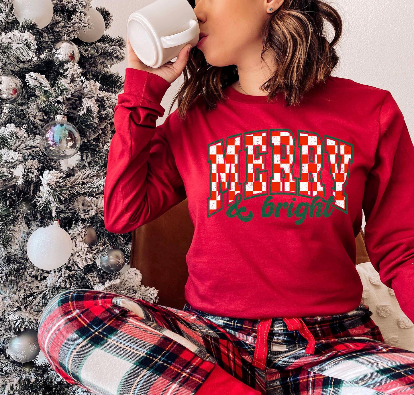 Merry and Bright Shirt, Women's Christmas Shirt, Matching Family Christmas Shirts, Holiday Shirts, Christmas Long Sleeve