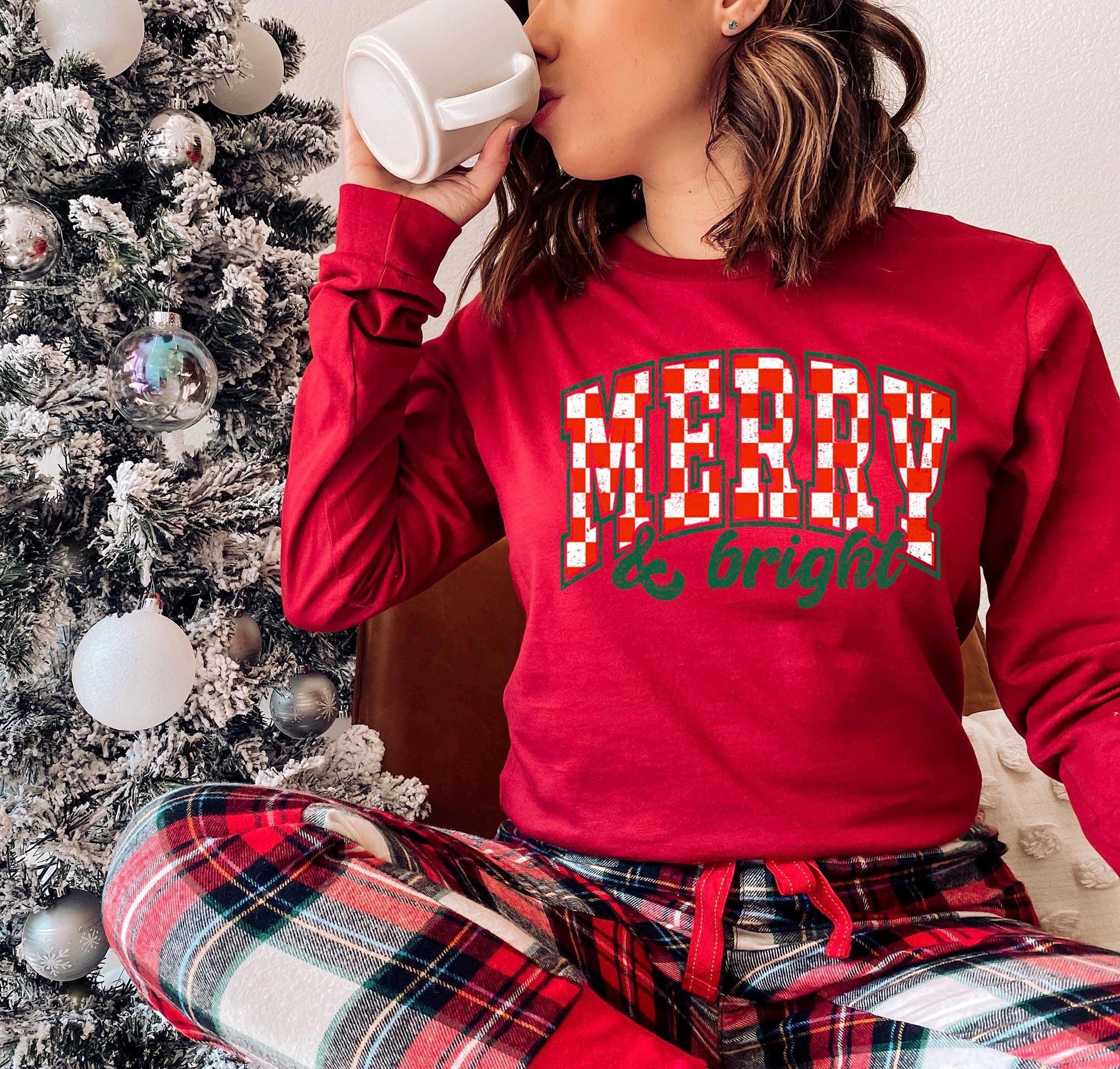 Merry and Bright Shirt, Women's Christmas Shirt, Matching Family Christmas Shirts, Holiday Shirts, Christmas Long Sleeve