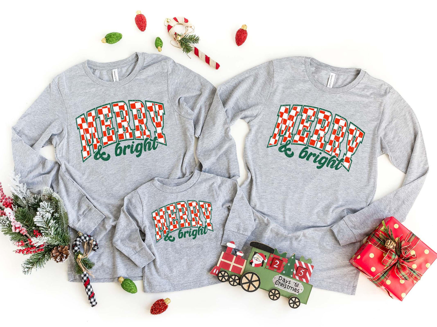 Merry and Bright Shirt, Women's Christmas Shirt, Matching Family Christmas Shirts, Holiday Shirts, Christmas Long Sleeve