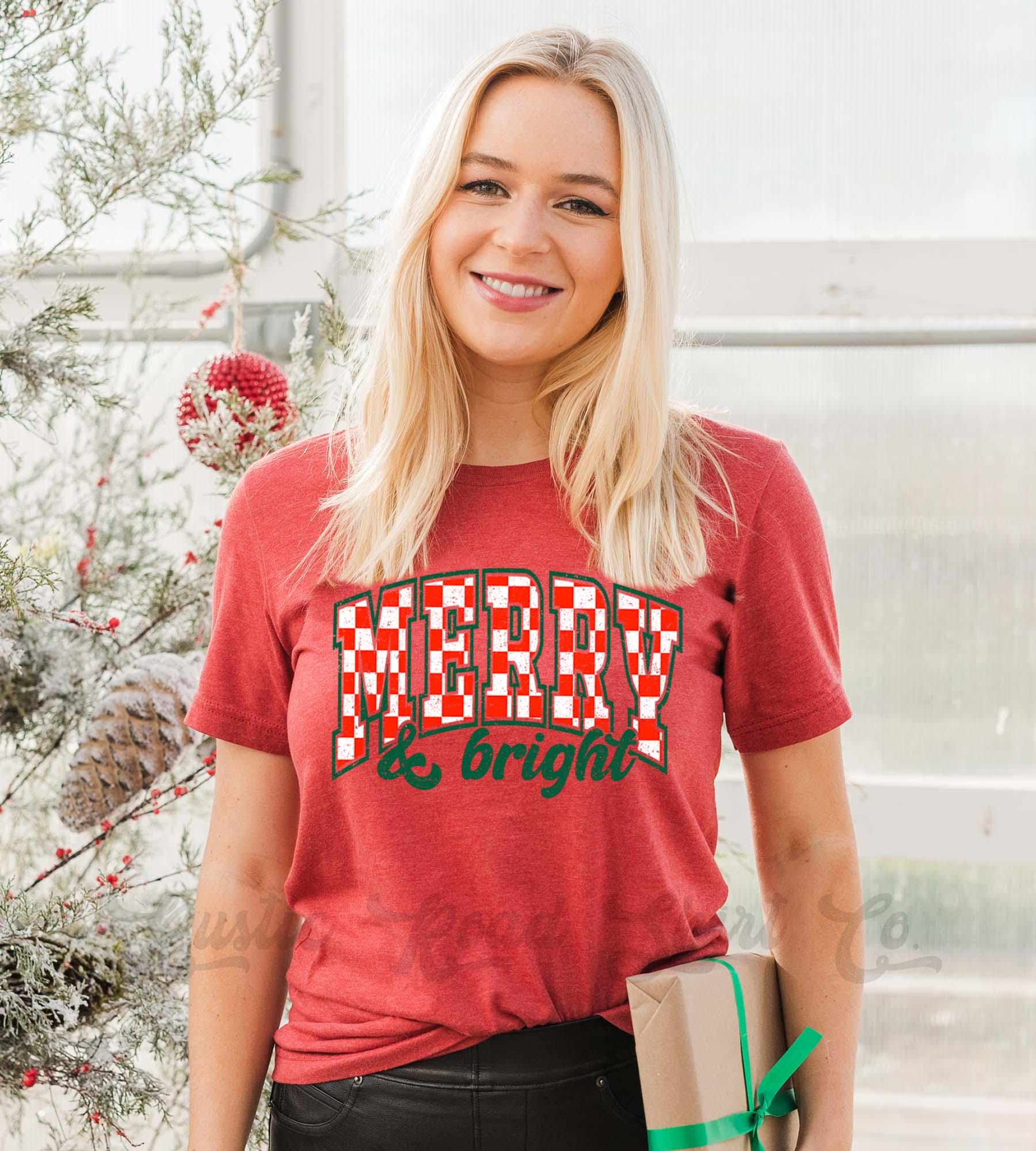 Merry and Bright Shirt, Matching Family Christmas Shirts, Christmas Tee, Holiday Shirt, Women's Christmas,