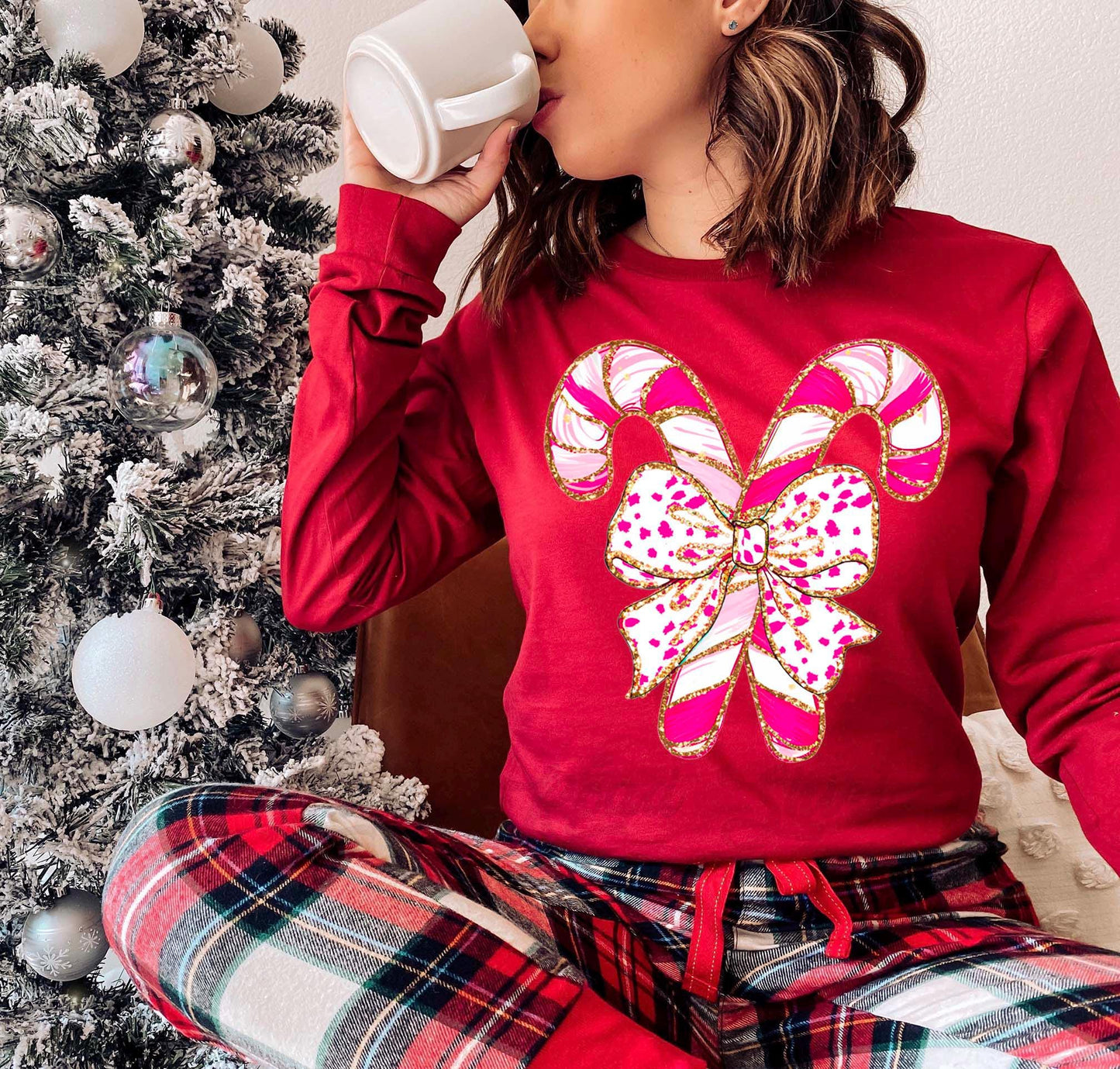 Christmas Long Sleeve Shirt, Coquette Christmas T-shirt, Matching Christmas Shirts, Family Christmas Shirts,