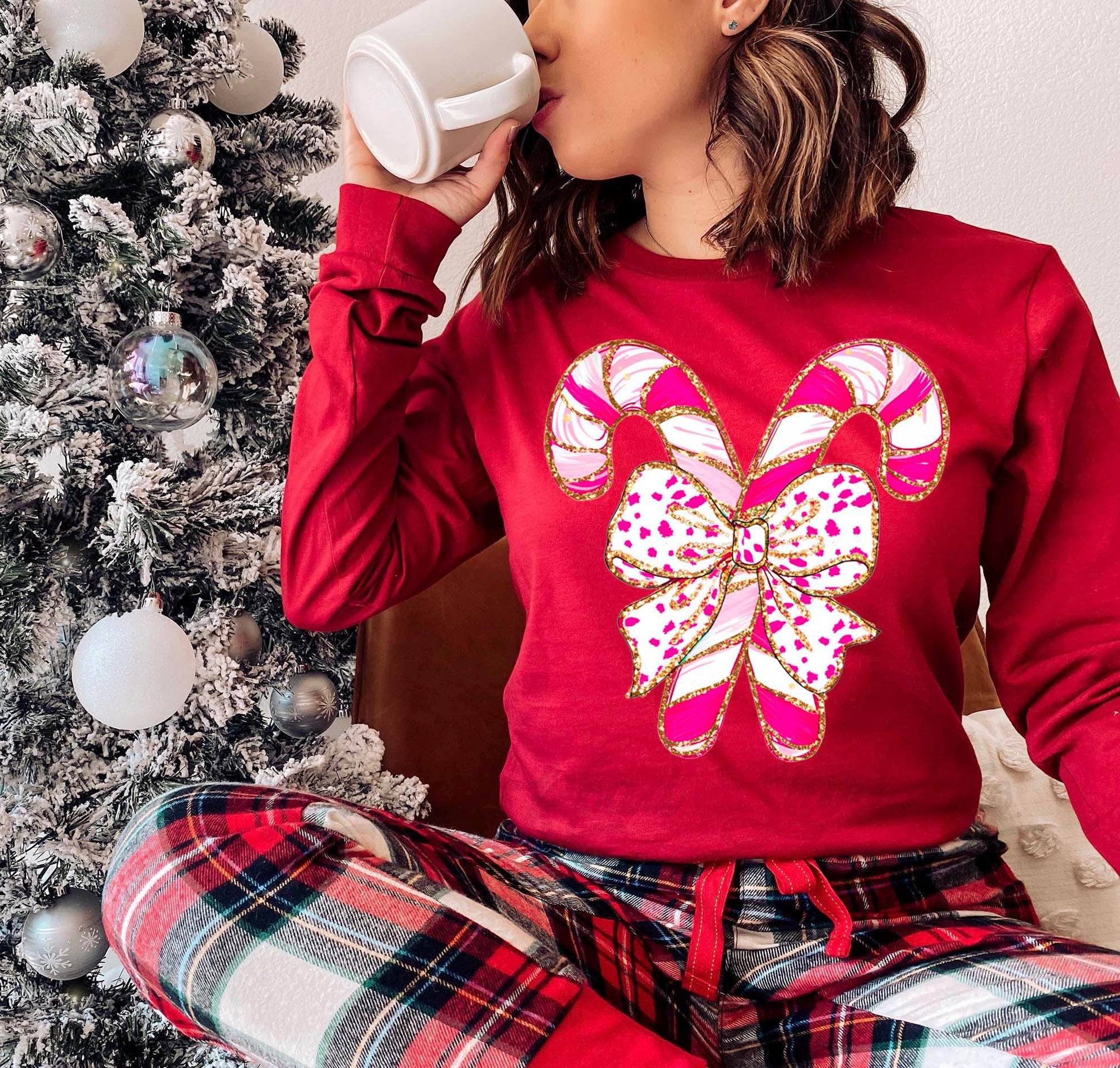 Christmas Long Sleeve Shirt, Coquette Christmas T-shirt, Matching Christmas Shirts, Family Christmas Shirts,