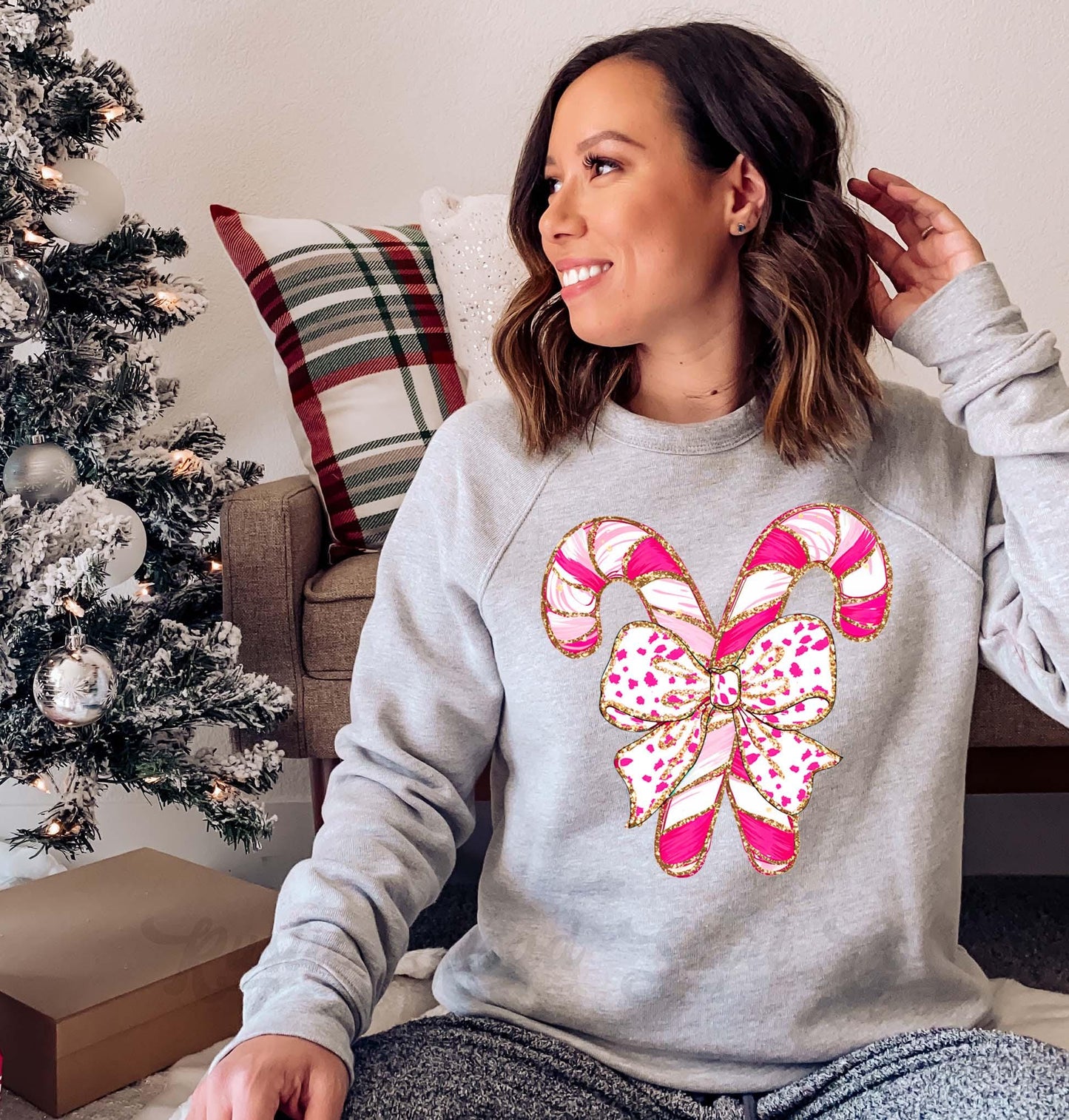 Coquette Christmas Sweatshirt, Glitter Christmas, Holiday Sweater, Family Christmas Sweatshirt