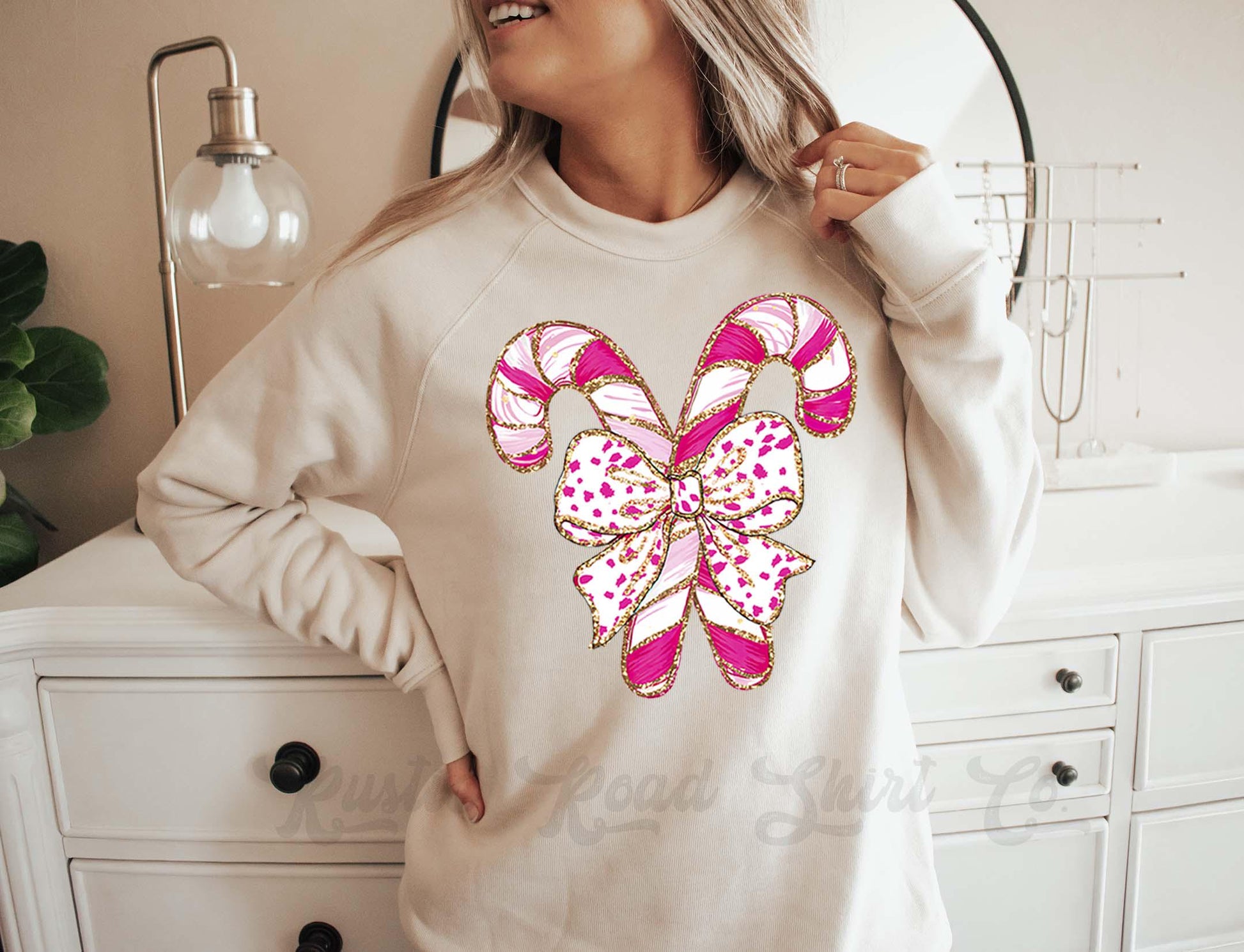 Coquette Christmas Sweatshirt, Glitter Christmas, Holiday Sweater, Family Christmas Sweatshirt