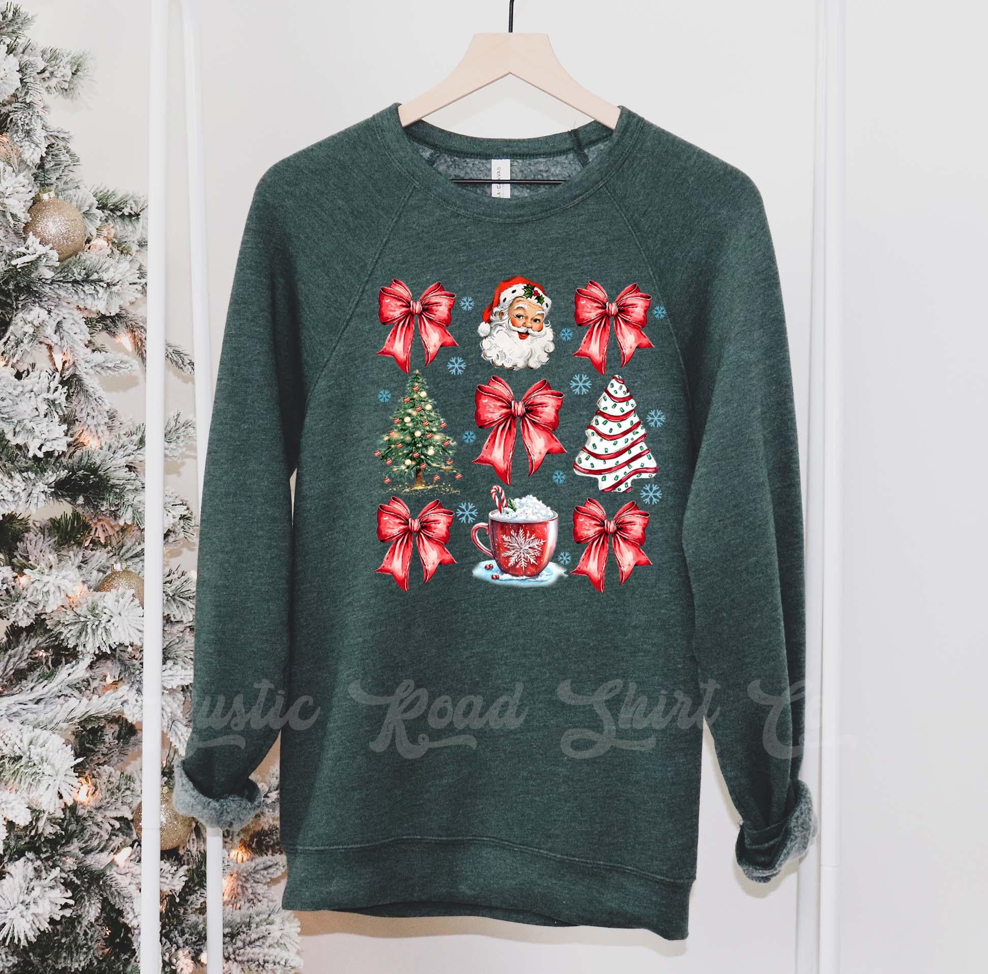 Coquette Christmas Sweatshirt, Glitter Christmas, Holiday Sweater, Family Christmas Sweatshirt
