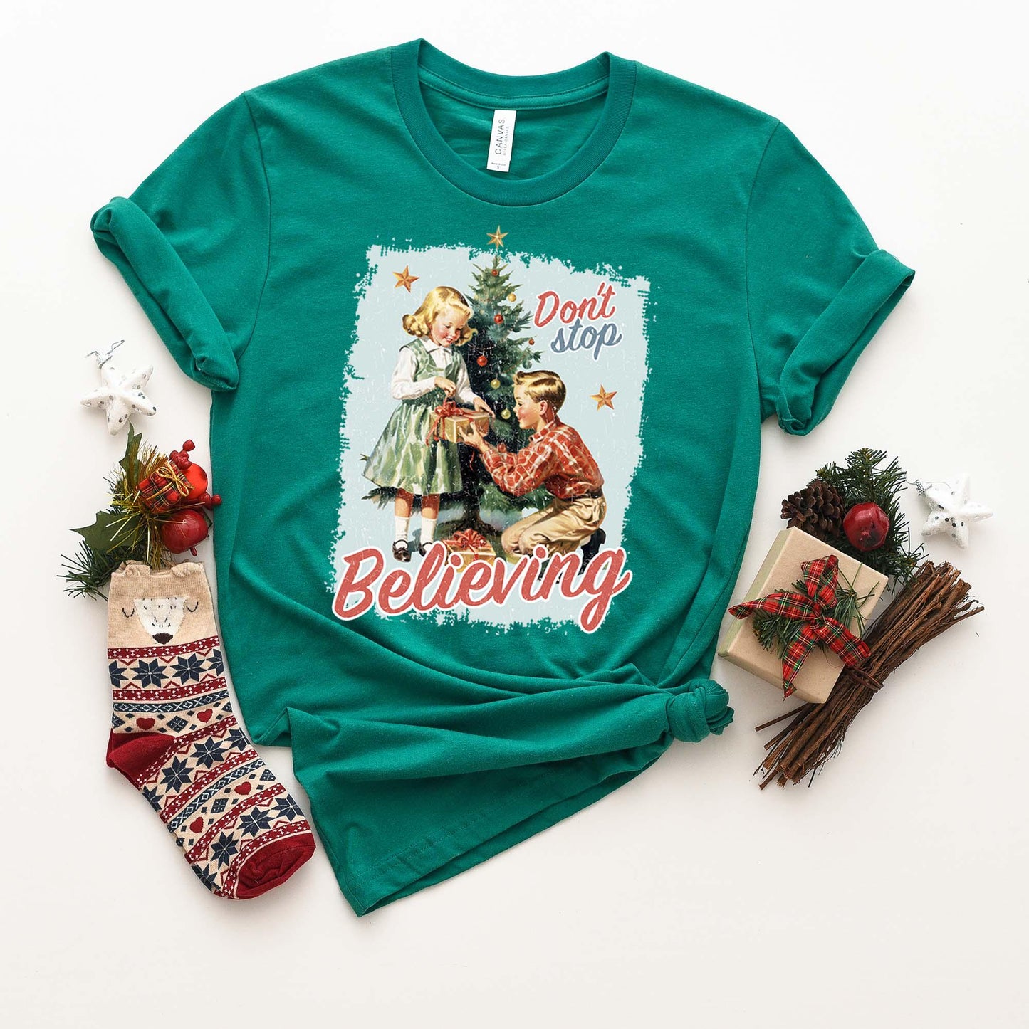 Retro Santa Shirt, Vintage Christmas Shirt, Christmas Tee, Holiday Shirt, Women's Christmas,