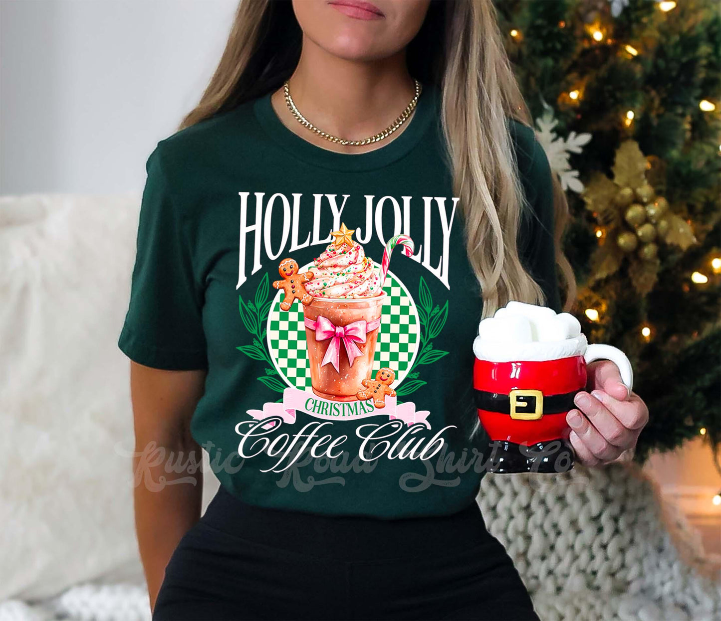 Holly Jolly Shirt, Coffee Christmas Shirt, Christmas Tee, Holiday Shirt, Women's Christmas,