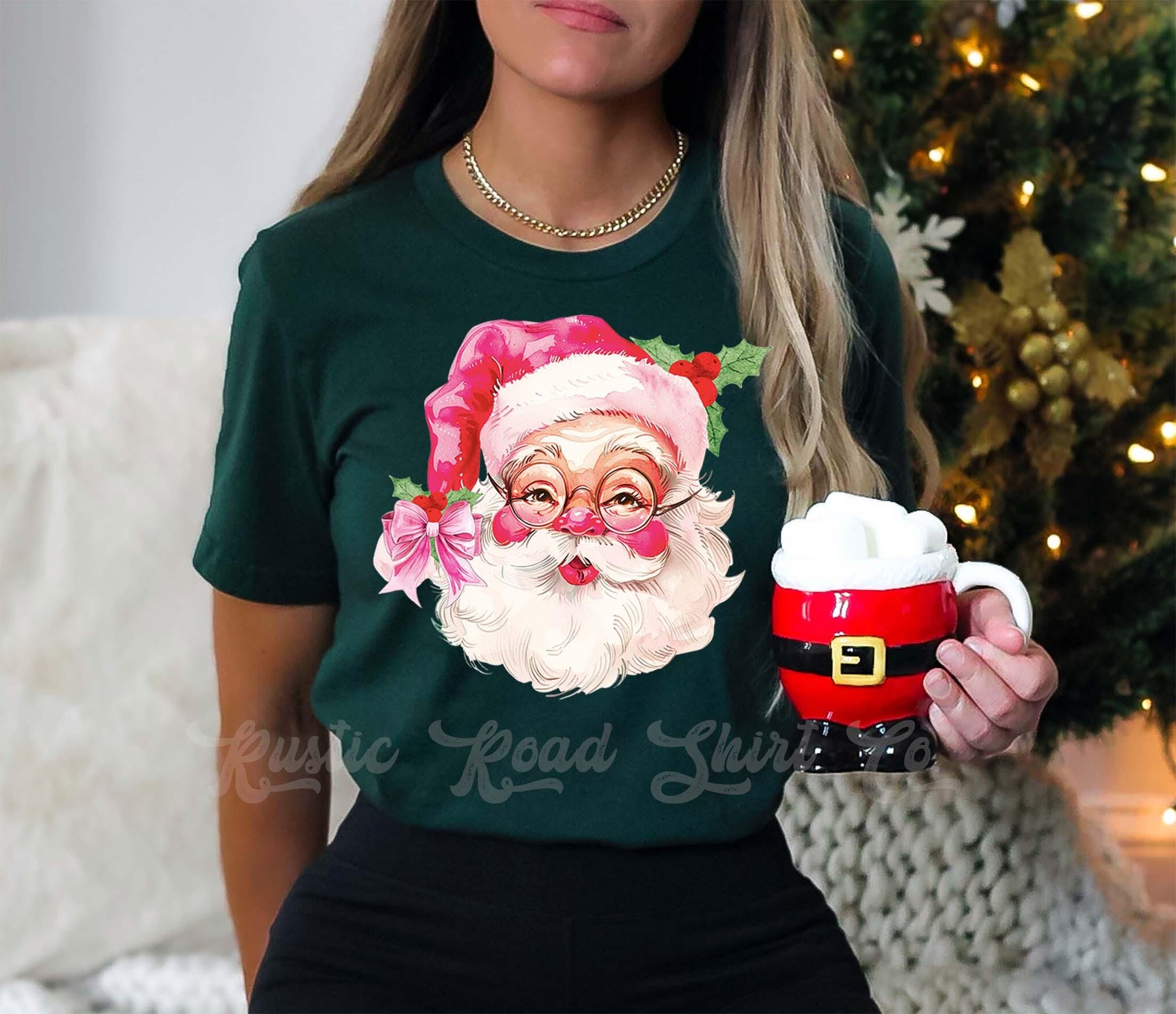 Retro Santa Shirt, Vintage Christmas Shirt, Christmas Tee, Holiday Shirt, Women's Christmas,