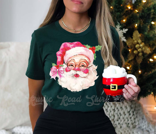 Retro Santa Shirt, Vintage Christmas Shirt, Christmas Tee, Holiday Shirt, Women's Christmas,