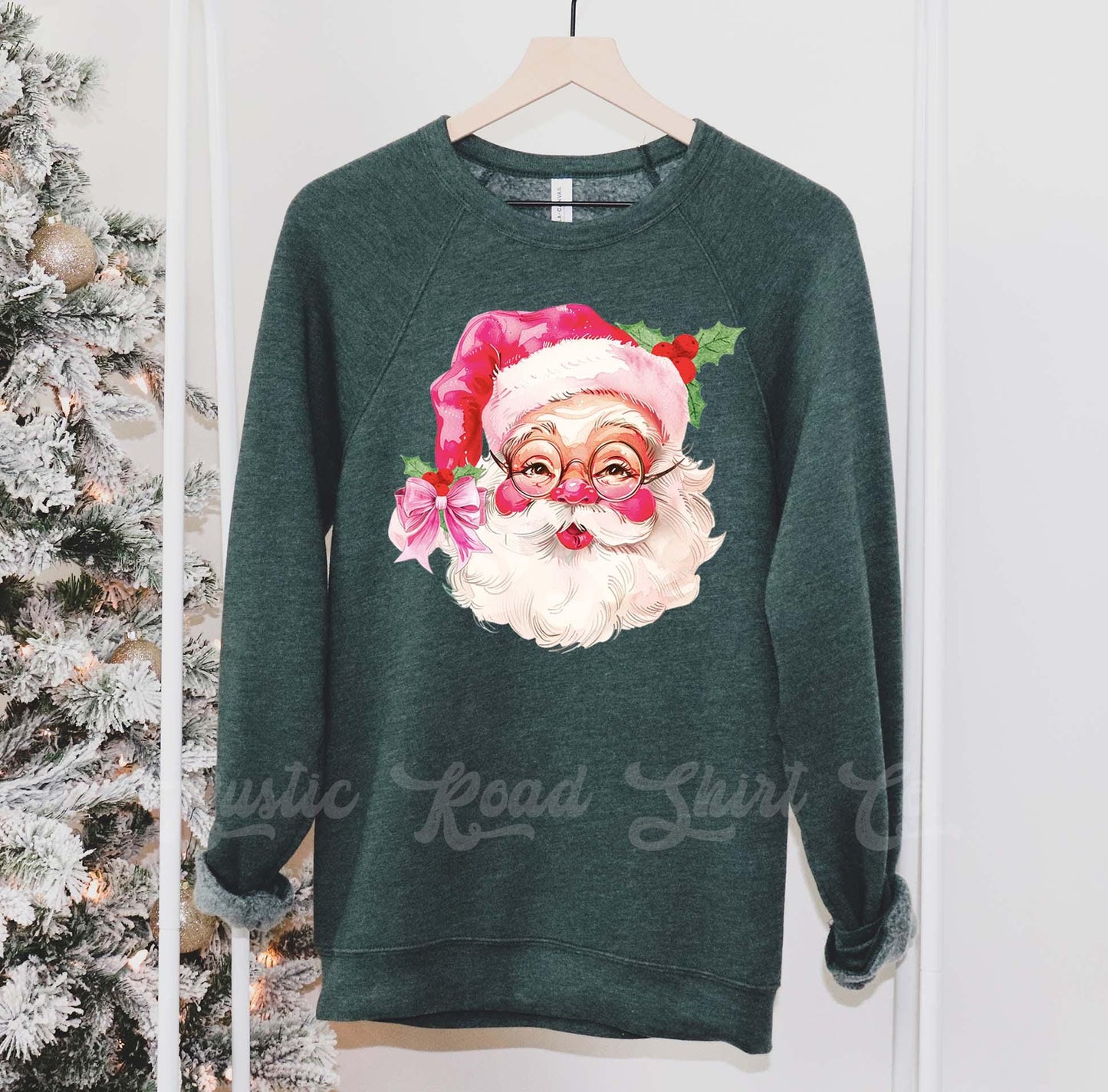 Retro Santa Sweatshirt, Girls Christmas Sweatshirt, Holiday Sweater, Family Christmas Sweatshirt
