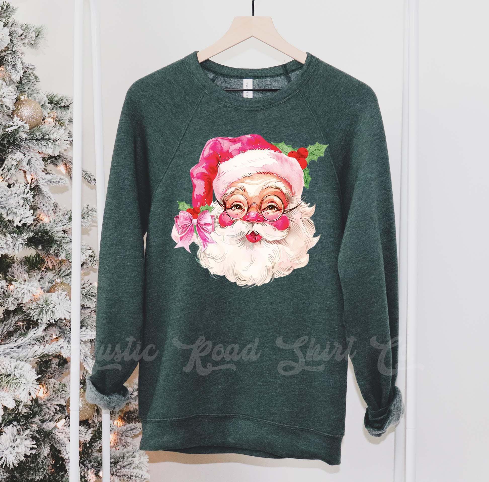 Retro Santa Sweatshirt, Girls Christmas Sweatshirt, Holiday Sweater, Family Christmas Sweatshirt