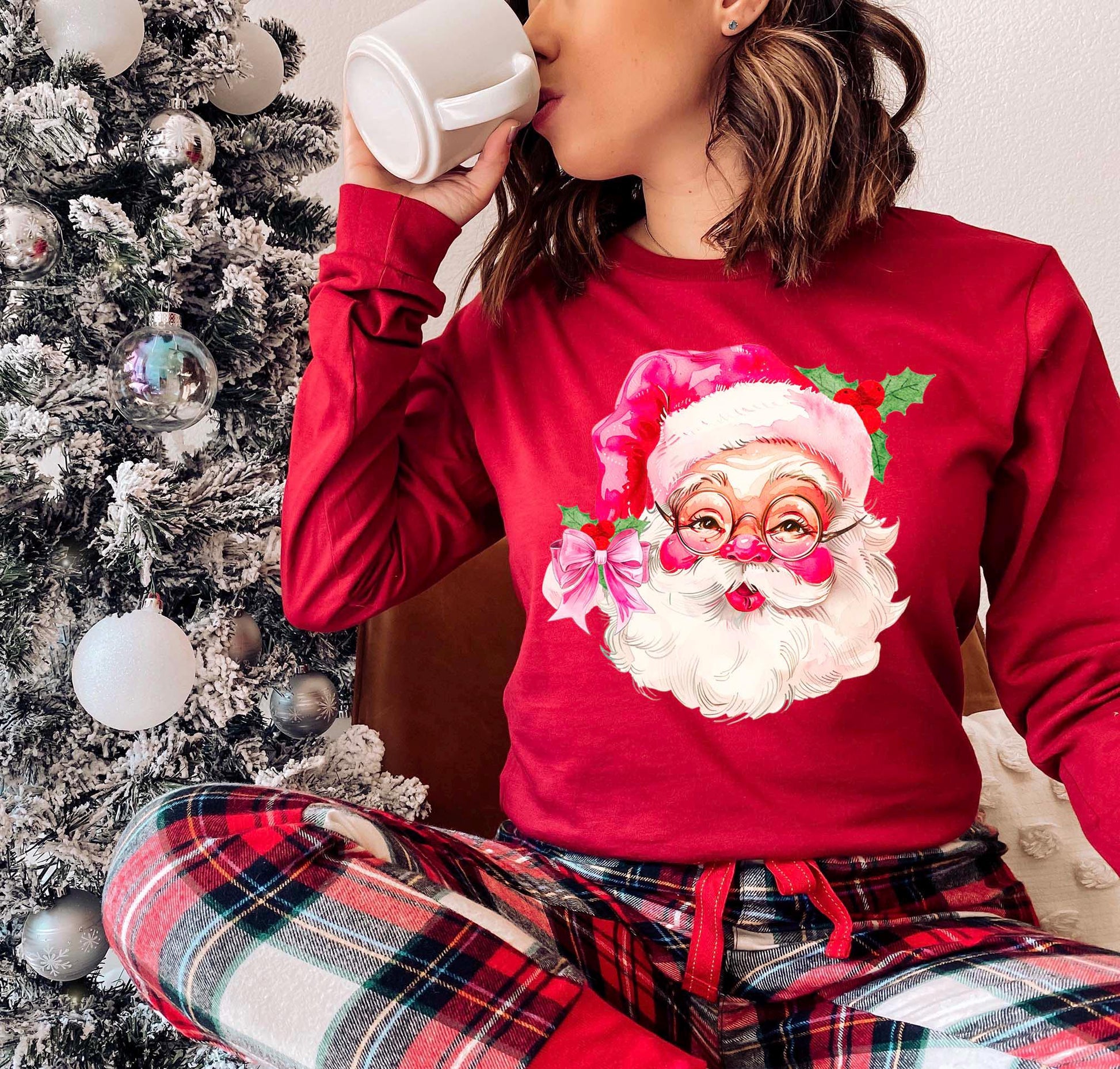 Retro Santa Shirt, Christmas Long Sleeve Shirt, Matching Christmas Shirts, Family Christmas Shirts,