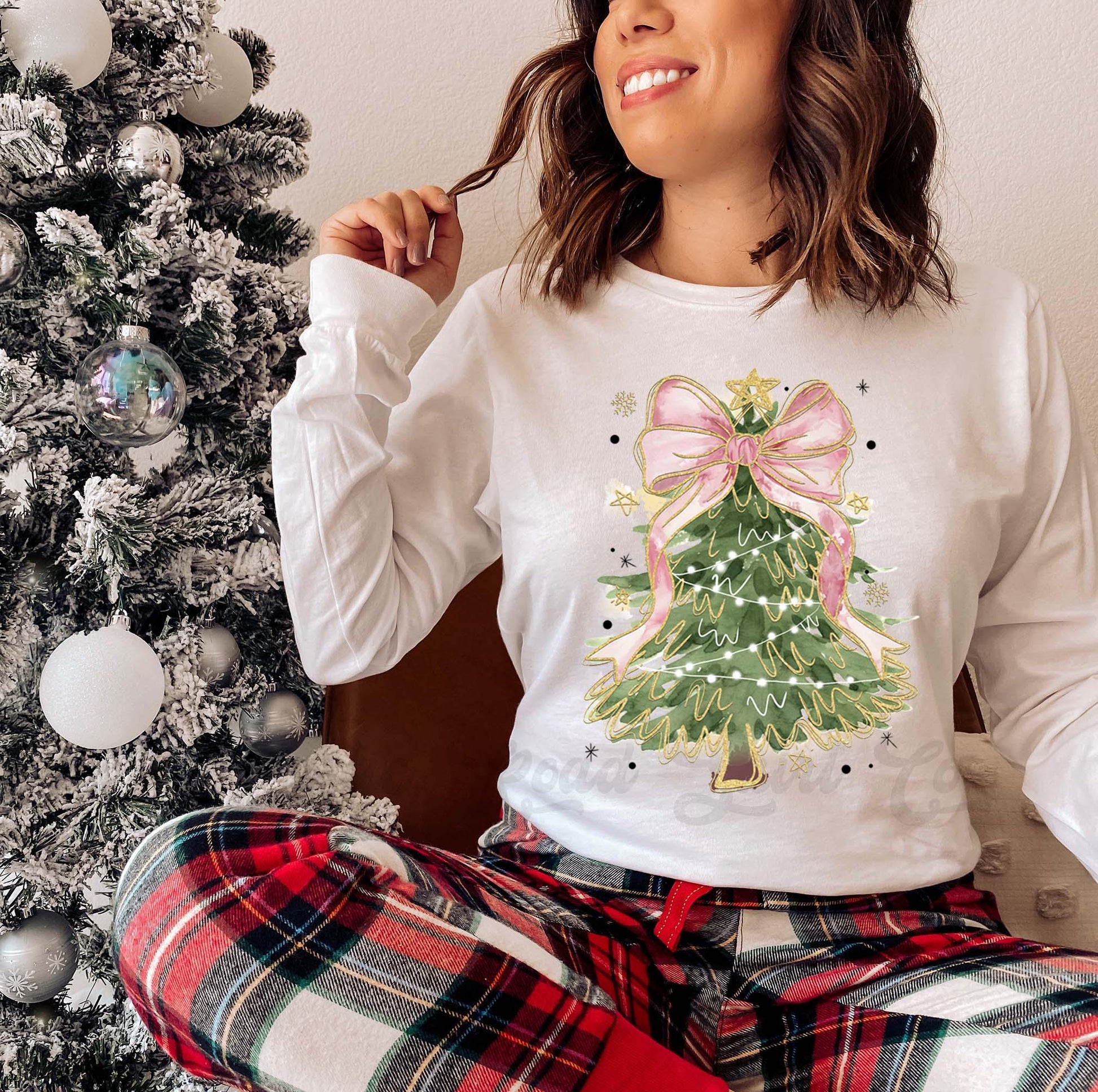 Christmas Tree Bow Shirt, Coquette Christmas T-shirt, Matching Christmas Shirts, Family Christmas Shirts,