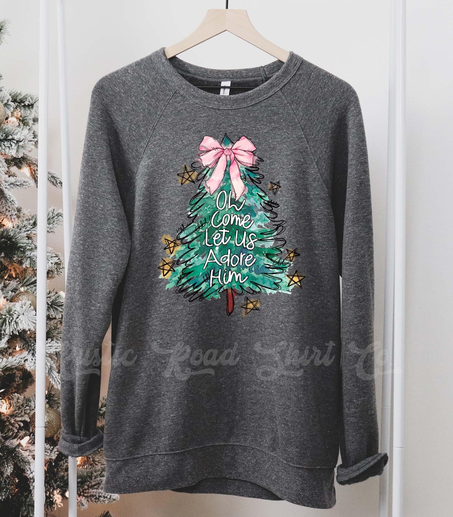 Christmas Tree Sweatshirt, Coquette Christmas Sweatshirt, Holiday Sweater, Family Christmas Sweatshirt