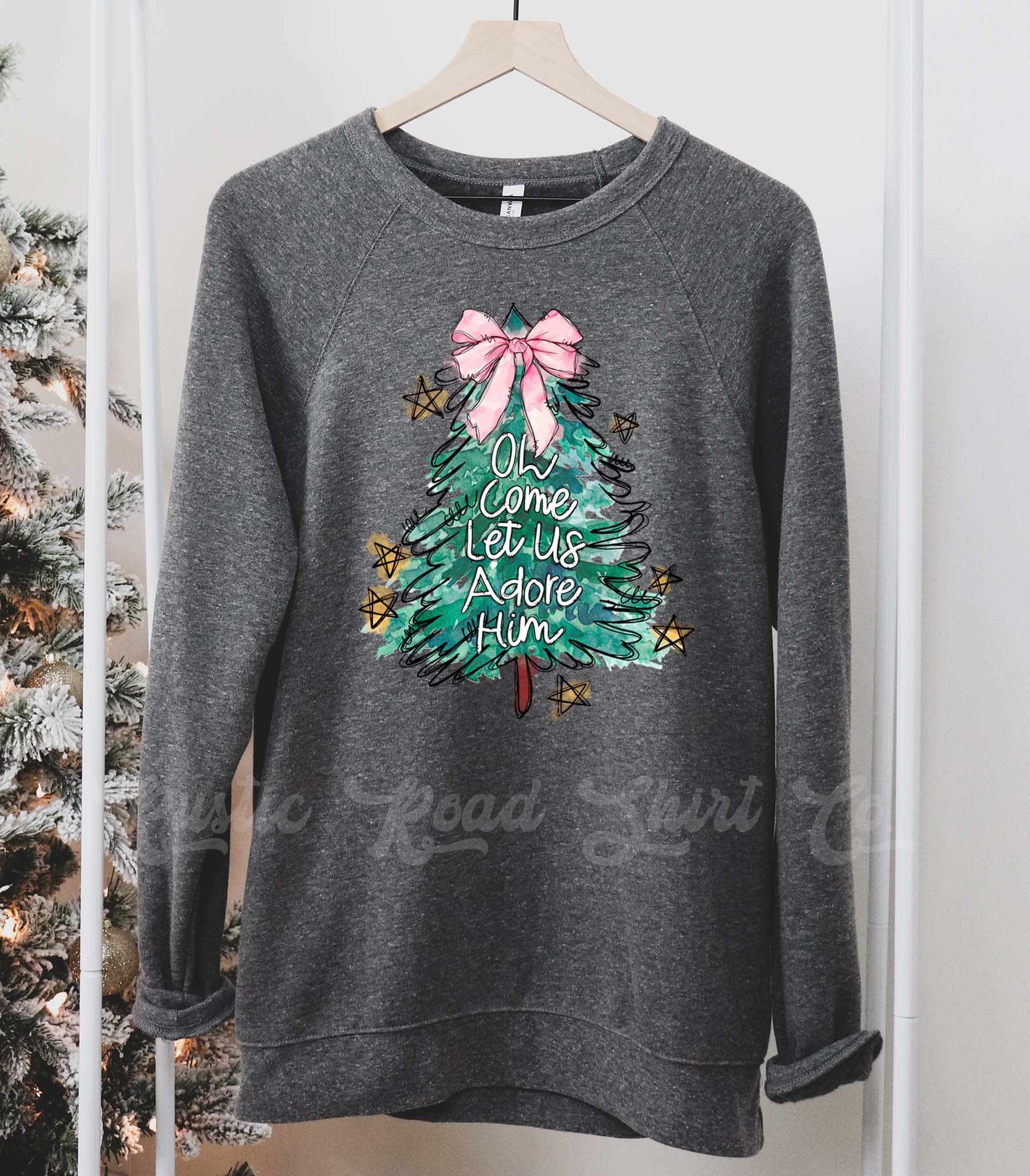 Christmas Tree Sweatshirt, Coquette Christmas Sweatshirt, Holiday Sweater, Family Christmas Sweatshirt