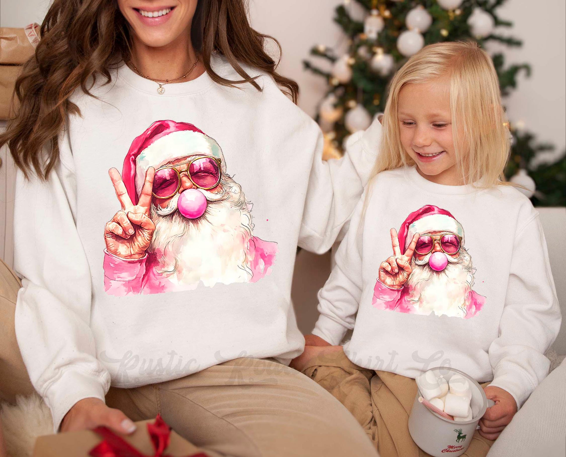 Retro Santa Sweatshirt, Girls Christmas Sweatshirt, Holiday Sweater, Family Christmas Sweatshirt