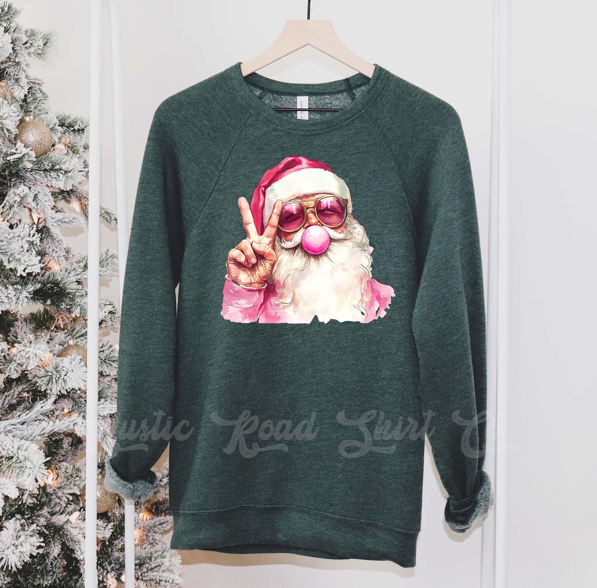 Retro Santa Sweatshirt, Girls Christmas Sweatshirt, Holiday Sweater, Family Christmas Sweatshirt