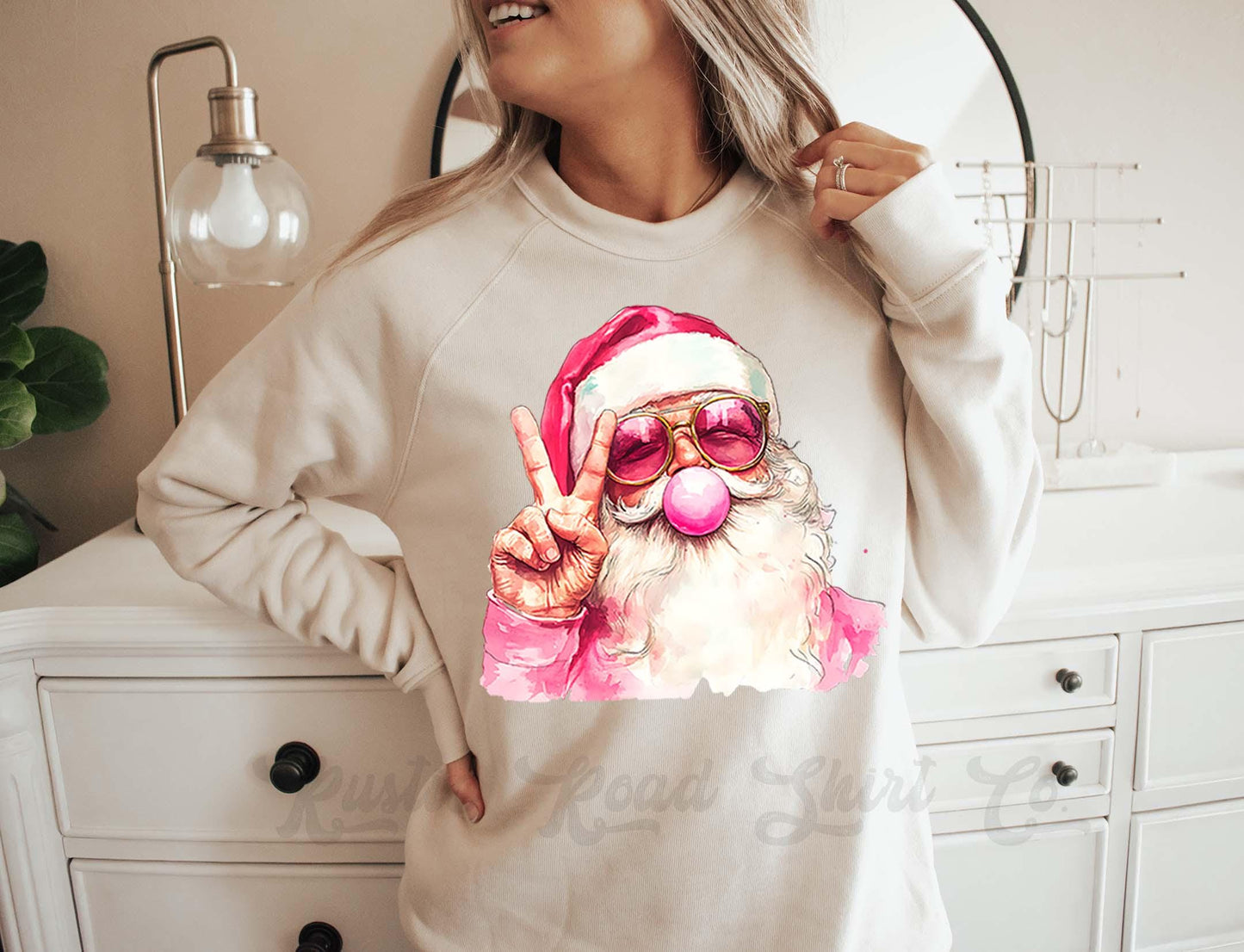 Retro Santa Sweatshirt, Girls Christmas Sweatshirt, Holiday Sweater, Family Christmas Sweatshirt