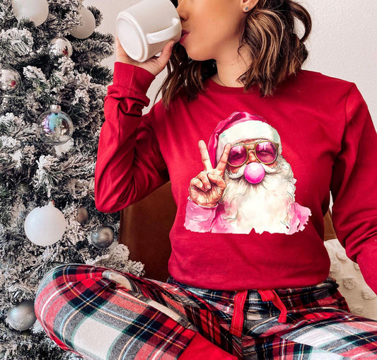 Retro Santa Shirt, Christmas Long Sleeve Shirt, Matching Christmas Shirts, Family Christmas Shirts,