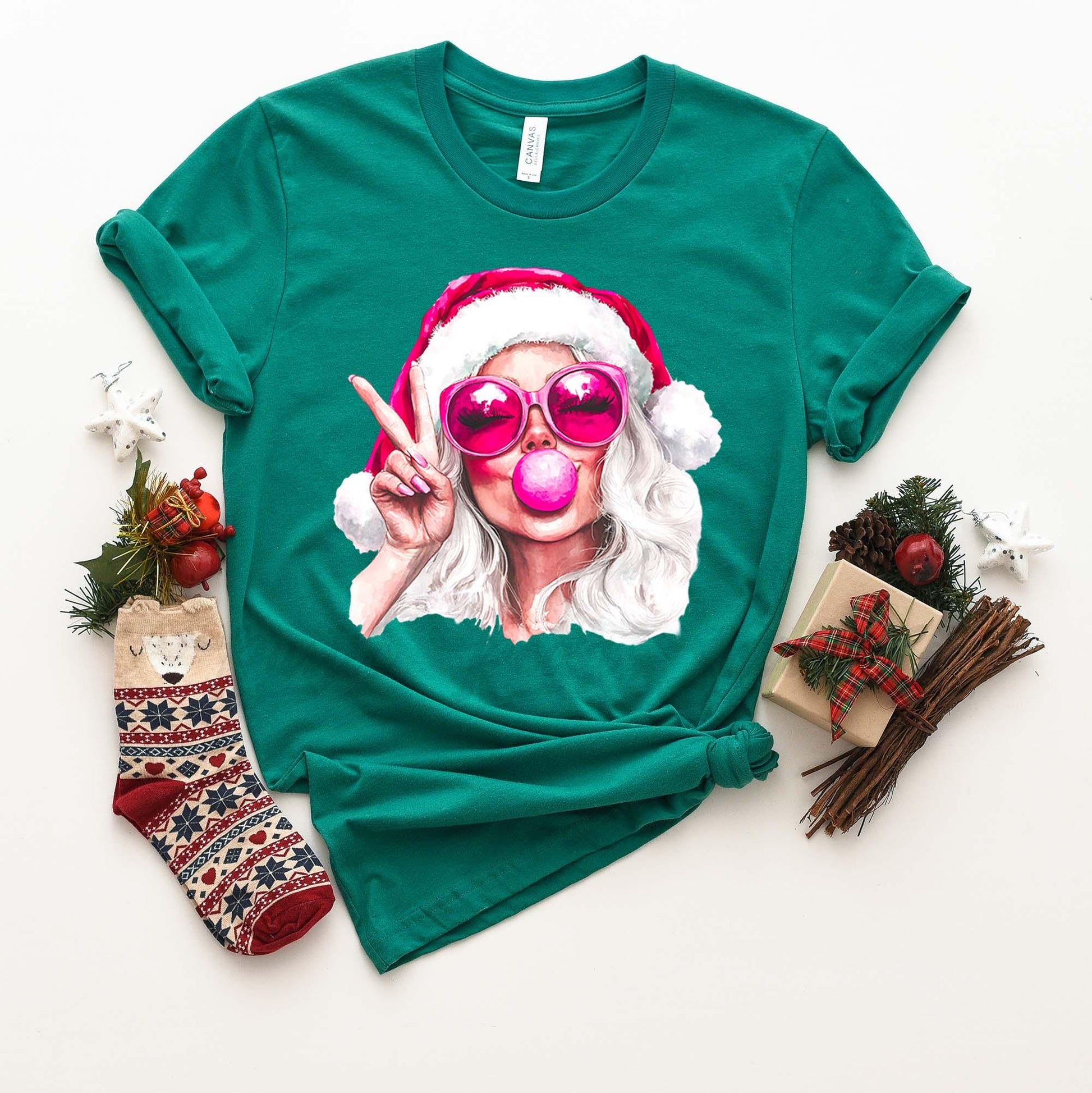 Retro Santa Shirt, Vintage Christmas Shirt, Christmas Tee, Holiday Shirt, Women's Christmas,