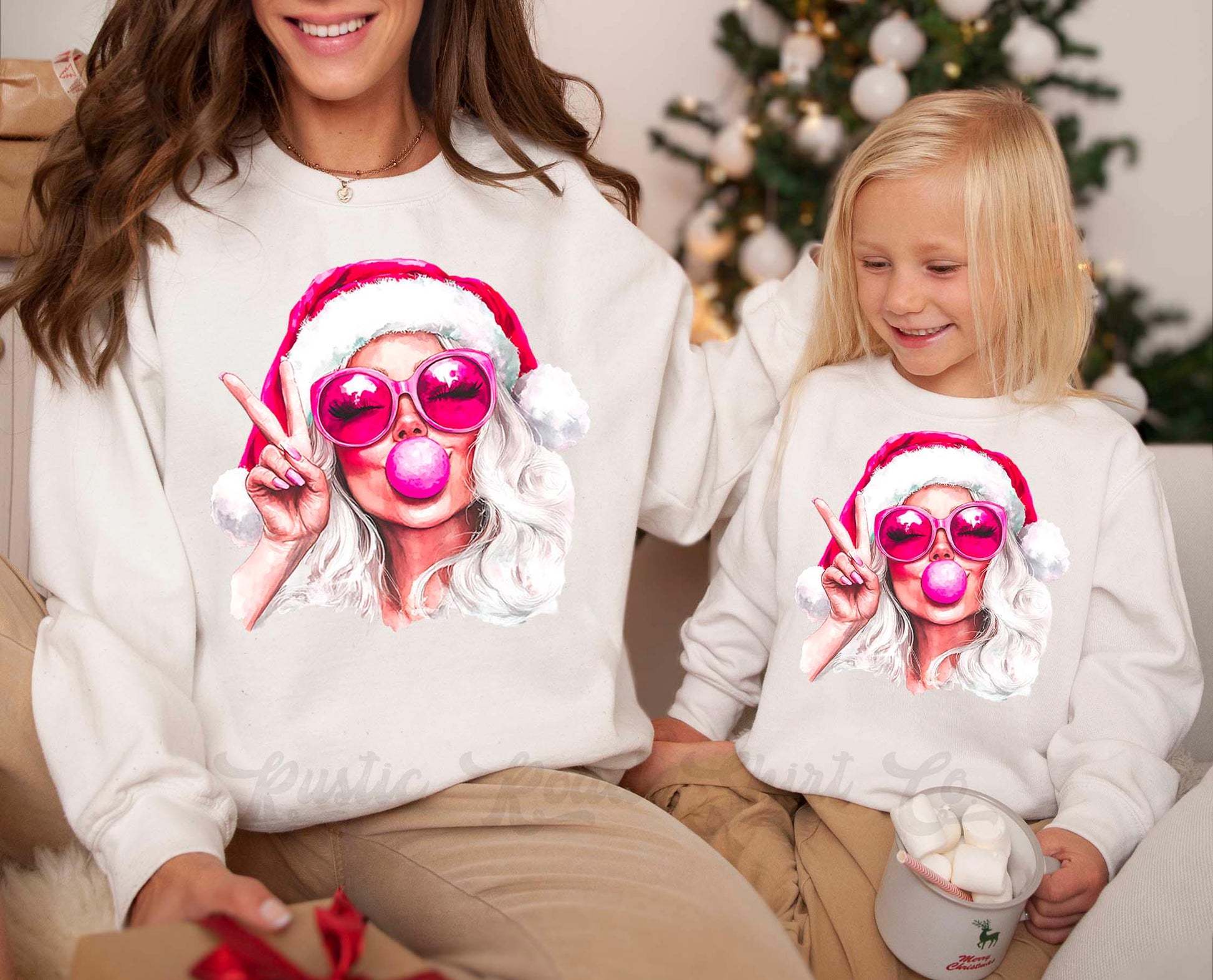 Retro Santa Sweatshirt, Girls Christmas Sweatshirt, Holiday Sweater, Family Christmas Sweatshirt
