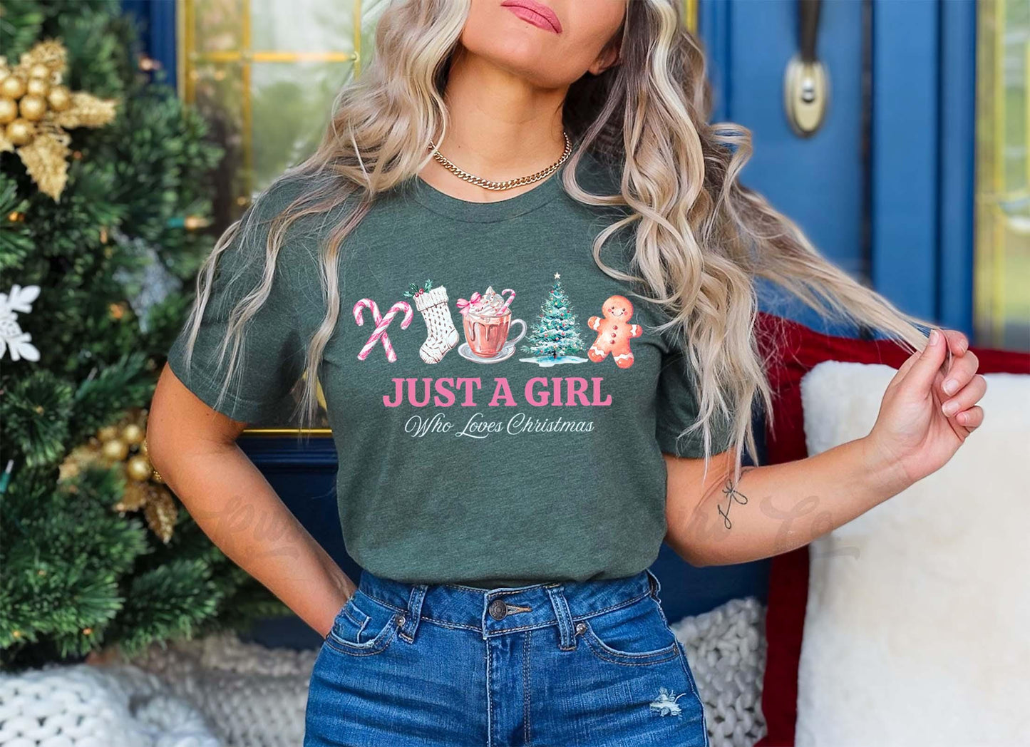Just a Girl Who Loves Christmas, Gingerbread Christmas Shirt, Christmas Tee, Holiday Shirt, Women's Christmas,