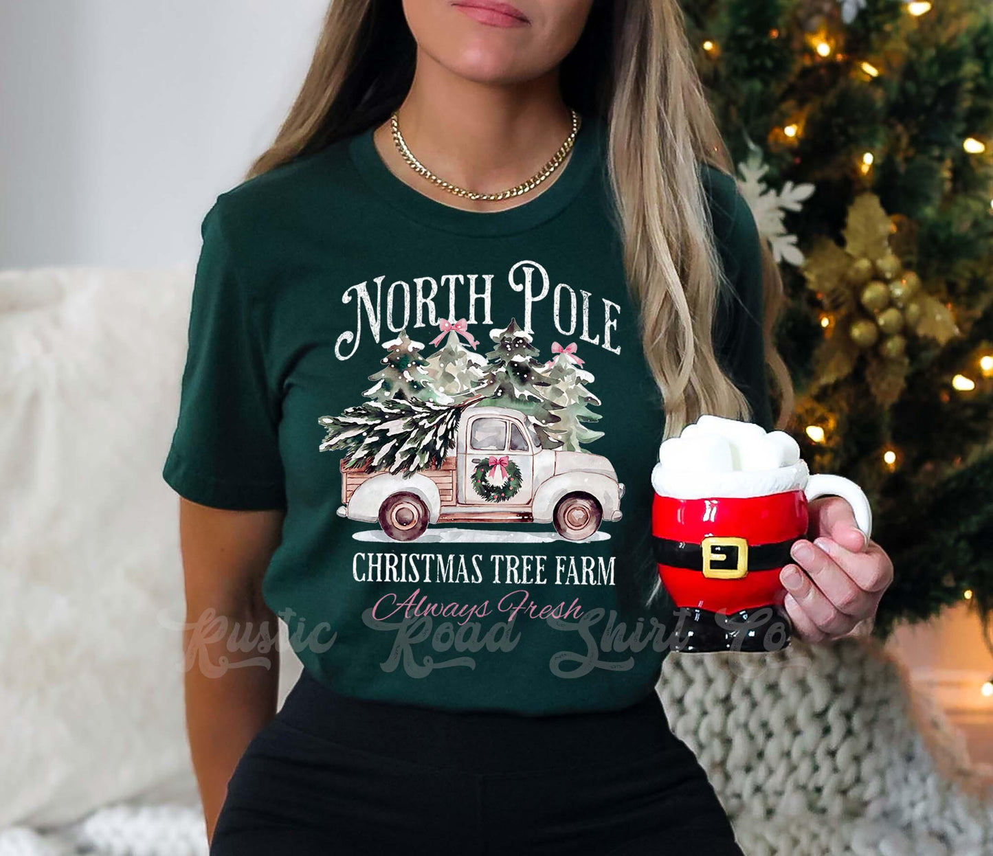 North Pole Shirt, Tree Farm Christmas Shirt, Christmas Tee, Holiday Shirt, Women's Christmas,