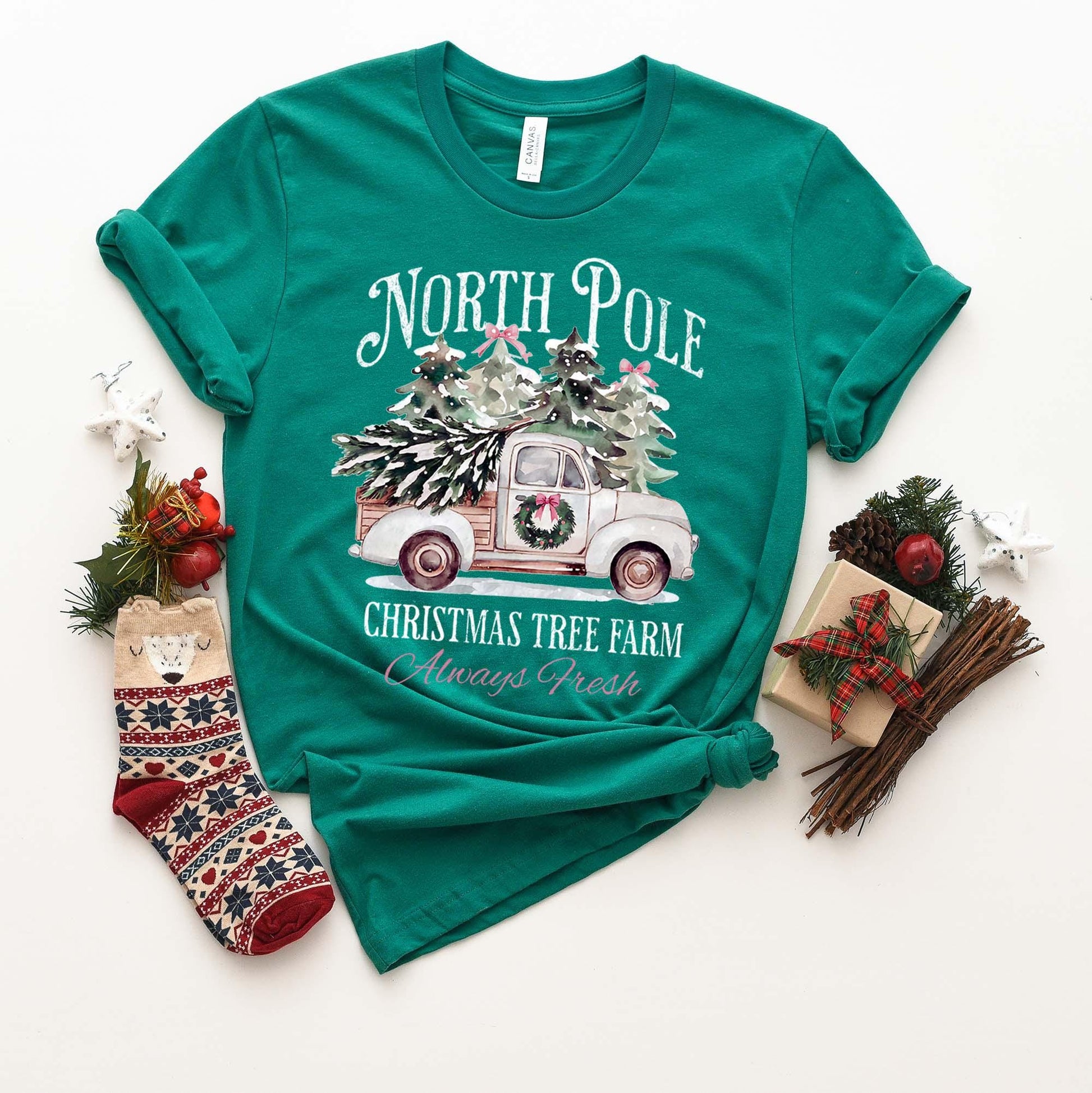 North Pole Shirt, Tree Farm Christmas Shirt, Christmas Tee, Holiday Shirt, Women's Christmas,
