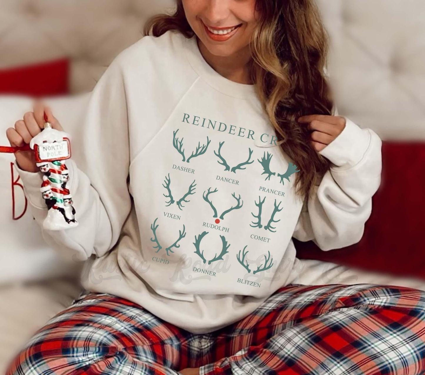 Reindeer Crew Sweatshirt, Girls Christmas Sweatshirt, Holiday Sweater, Family Christmas Sweatshirt