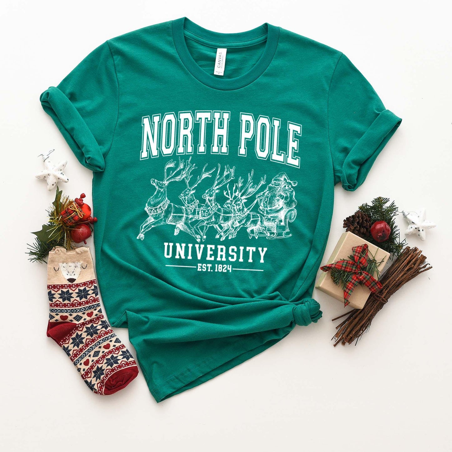 North Pole University Shirt, Girls Christmas Shirt, Christmas Tee, Holiday Shirt, Women's Christmas,