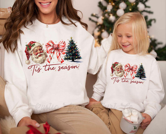 Retro Santa Sweatshirt, Women's Christmas Sweatshirt, Toddler Christmas Shirt, Matching Family Christmas Shirts