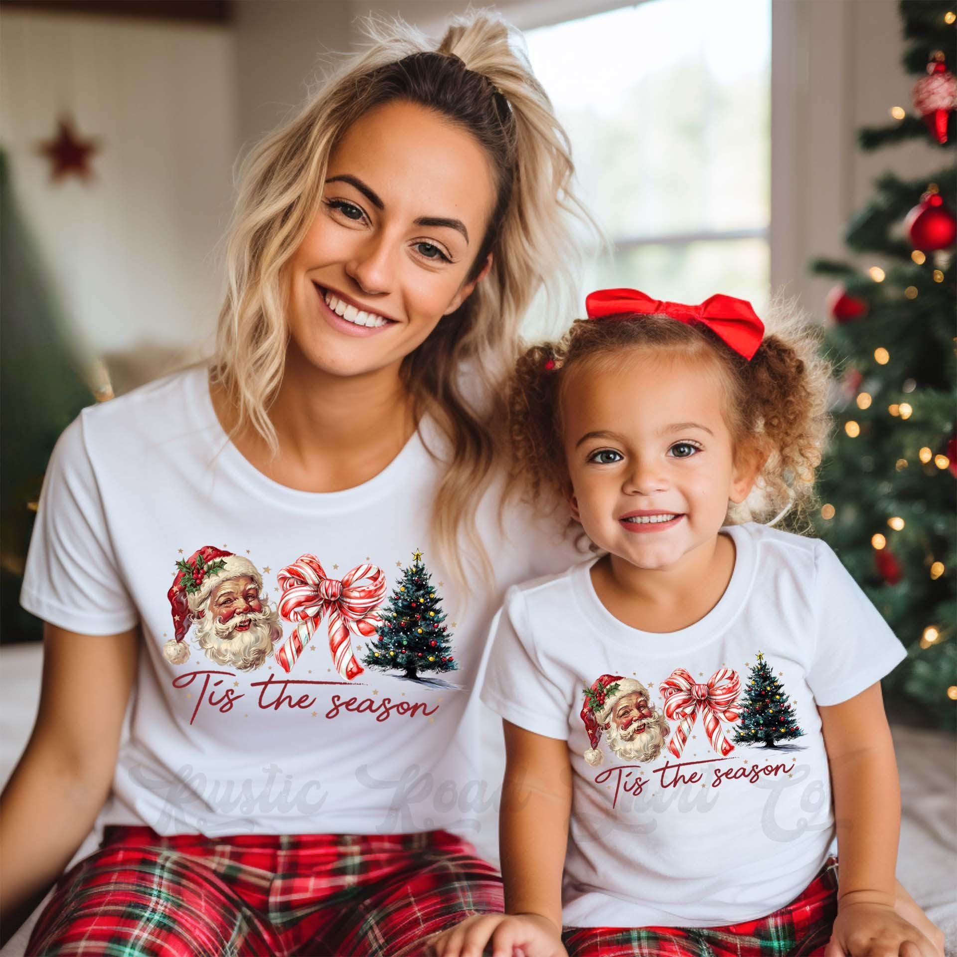 Retro Santa Shirt, Girls Christmas Shirt, Christmas Tee, Holiday Shirt, Women's Christmas,