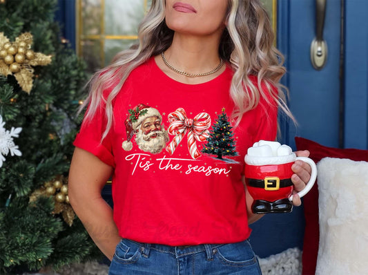 Retro Santa Shirt, Girls Christmas Shirt, Christmas Tee, Holiday Shirt, Women's Christmas,