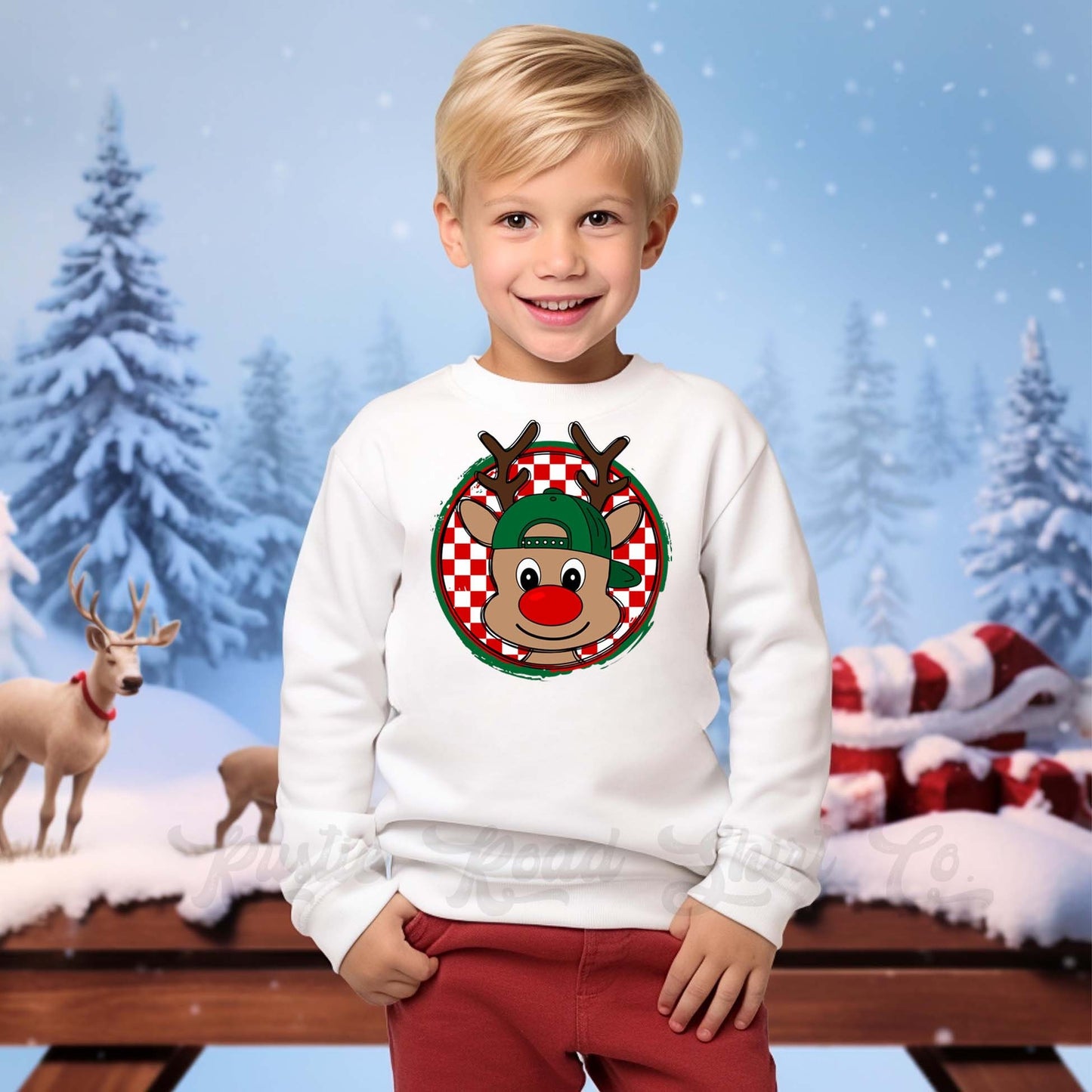 Girls Christmas Sweatshirt, Reindeer Christmas Shirt, Toddler Boy Christmas Shirt, Kids Matching Sweatshirt, Family Christmas Sweatshirt