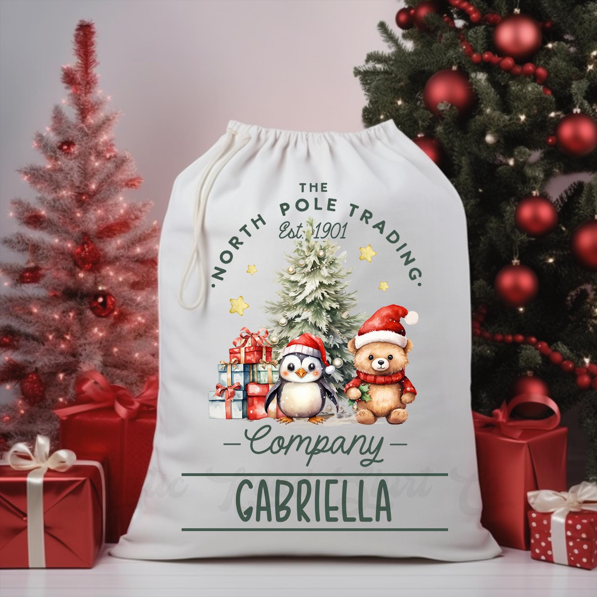 Custom Santa Sack, Christmas Sack, Personalized Christmas Gift Bag, Christmas Tote Bag, Christmas Treat Bag